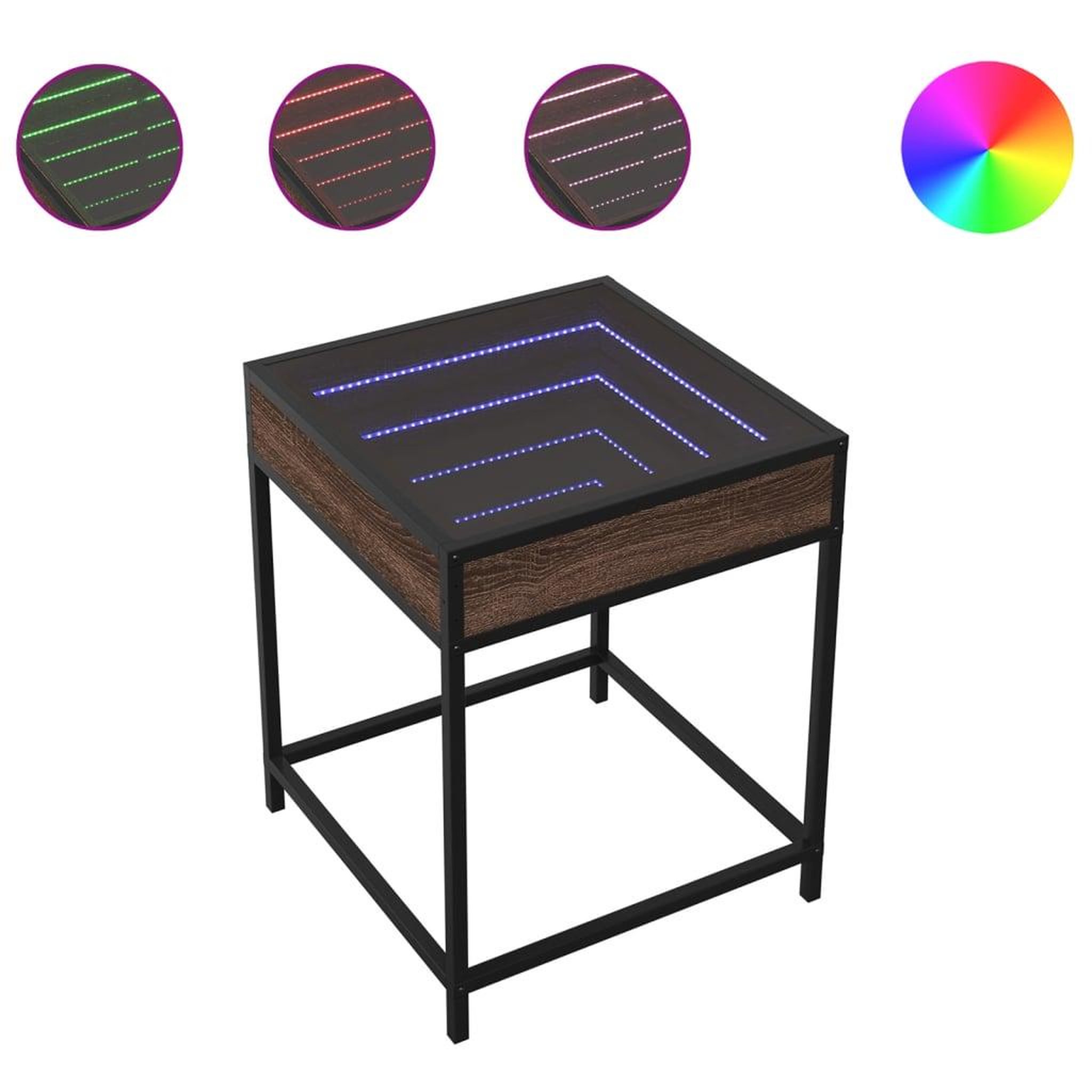 Voir la diapositive 2 : VIDAXL Table basse avec LED Infinity chene marron 40x40x51 cm