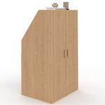 ID MARKET Armoire sous pente 2 portes JULIETTE  60 x 50 x 70/110 cm effet lattes tasseau bois coloris chêne
