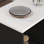 Voir la diapositive 4 : HOMCOM Table de bar design contemporain - table haute 3 niches avec range-bouteilles - acier panneaux noir aspect marbre blanc