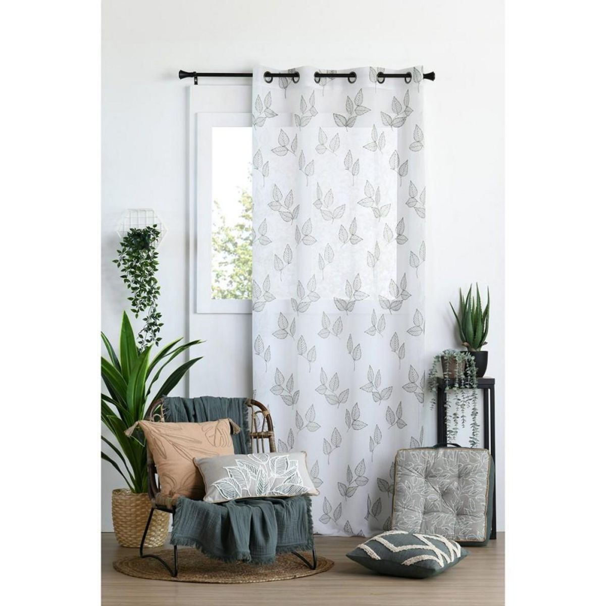 STOF Voilage à œillets 140x260 cm Manisa sauge