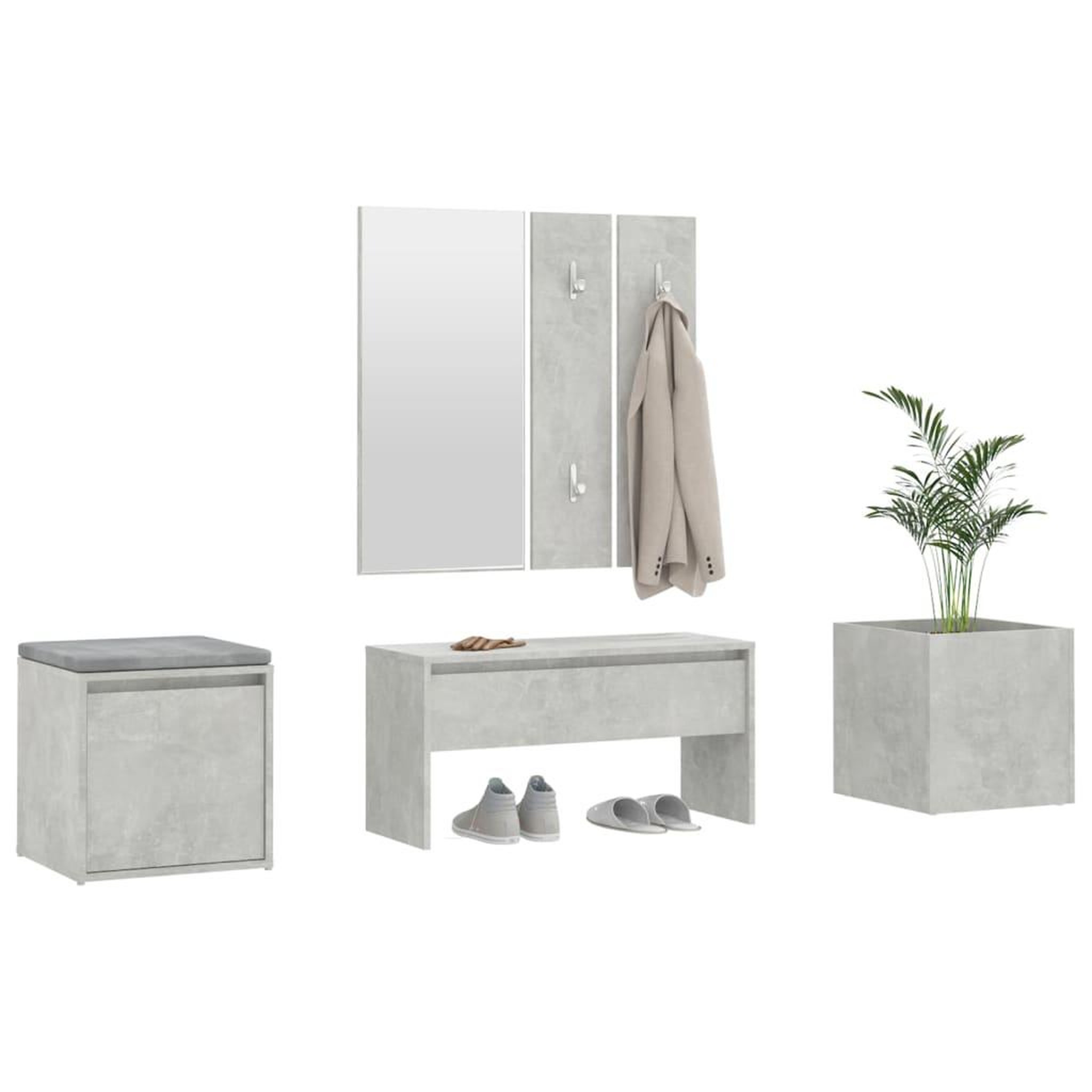 Voir la diapositive 4 : VIDAXL Ensemble de meubles de couloir Gris beton Bois d'ingenierie