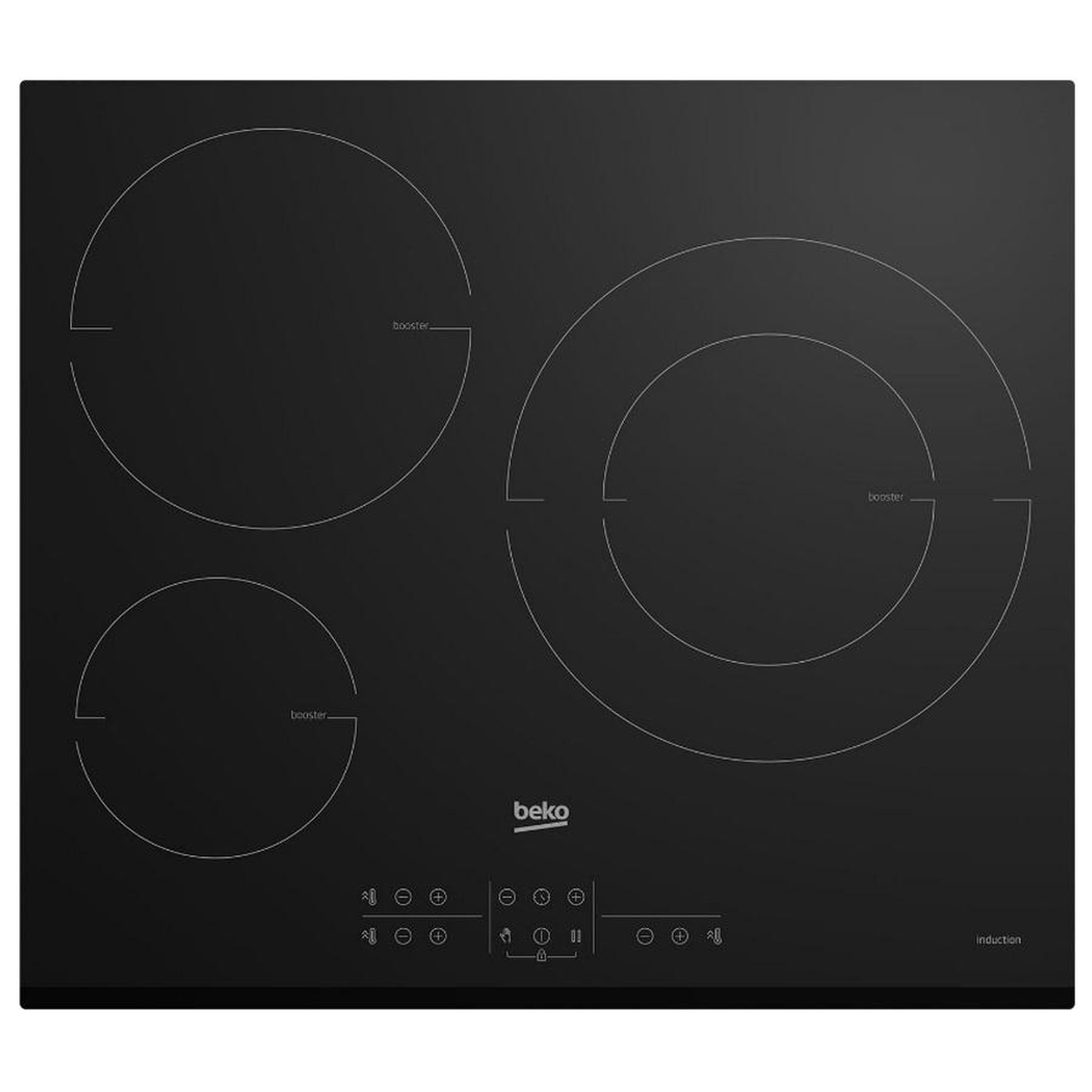 Beko Table de cuisson à induction 60cm 3 feux 7200w noir - HII63200MTB
