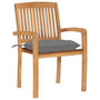 Voir la diapositive 2 : VIDAXL Chaises de jardin lot de 2 et coussins gris Bois de teck massif