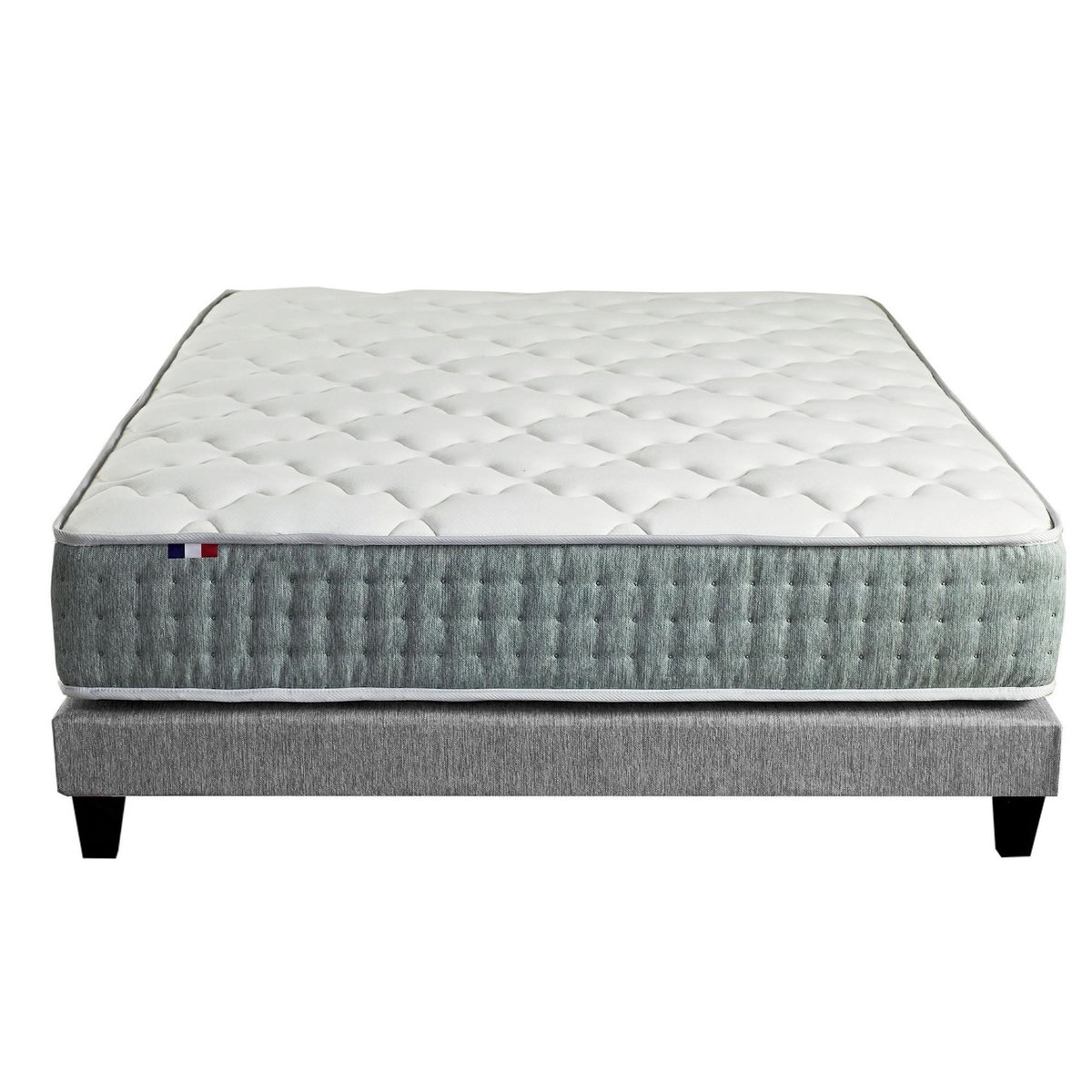 IDLITERIE Ensemble matelas à ressorts HYGGE et sommier déco pour un confort optimal