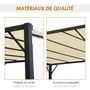 Voir la diapositive 4 : OUTSUNNY Pergola rétractable dim. 3L x 3l x 2,3H m structure acier époxy anticorrosion noir toile polyester haute densité crème