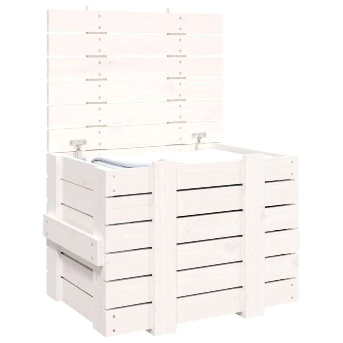VIDAXL Boîte de rangement Blanc 58x40,5x42 cm Bois massif de pin