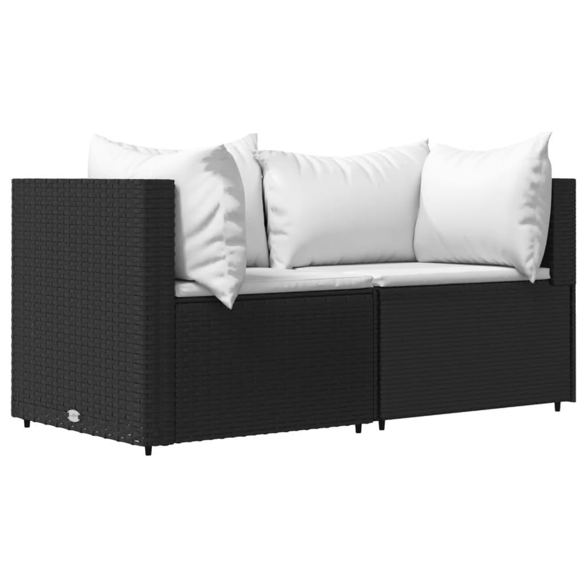 Voir la diapositive 3 : VIDAXL Salon de jardin 3 pcs avec coussins Noir Resine tressee