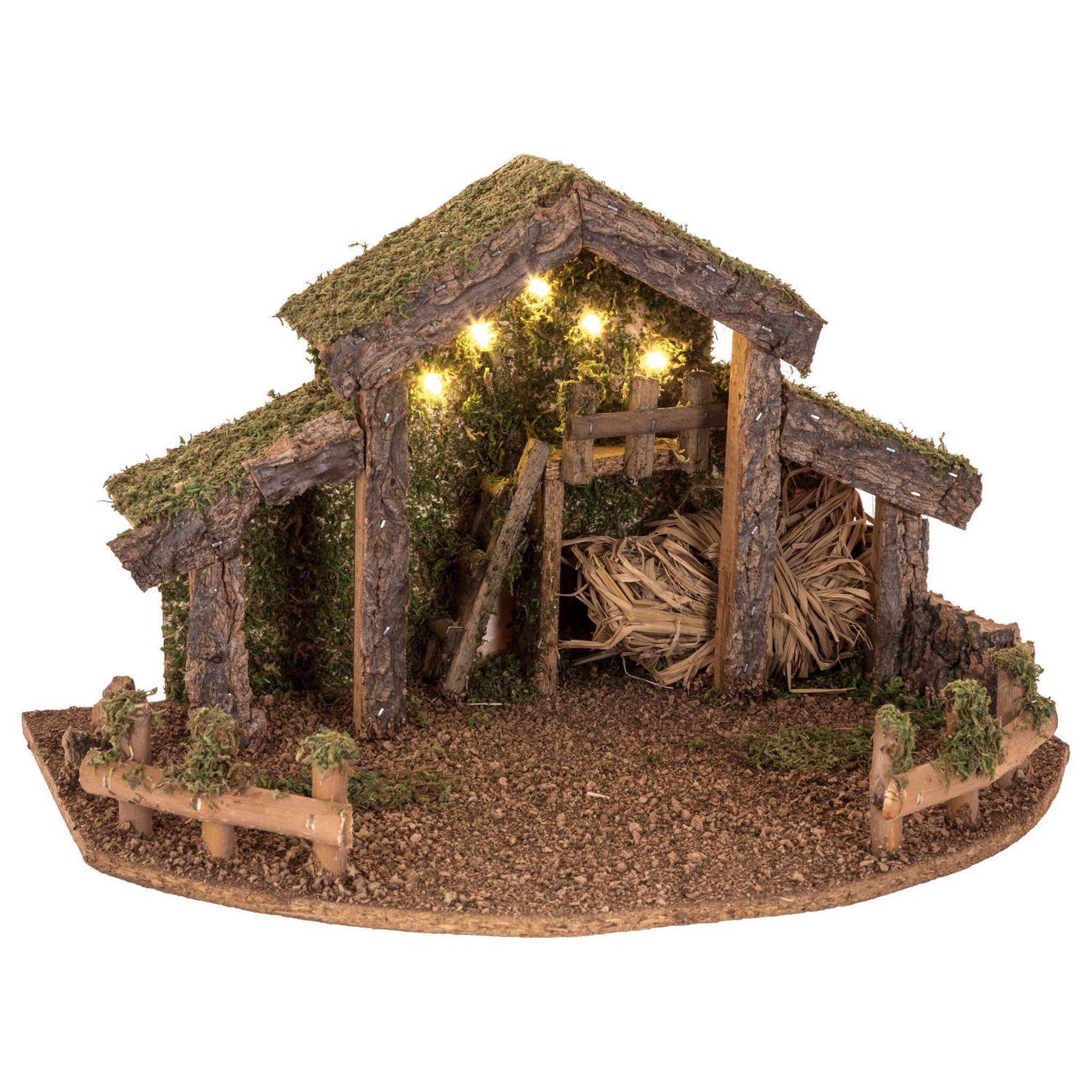 FEERIC LIGHT & CHRISTMAS Crèche traditionnelle de noël vide - led - 38 x 22 cm