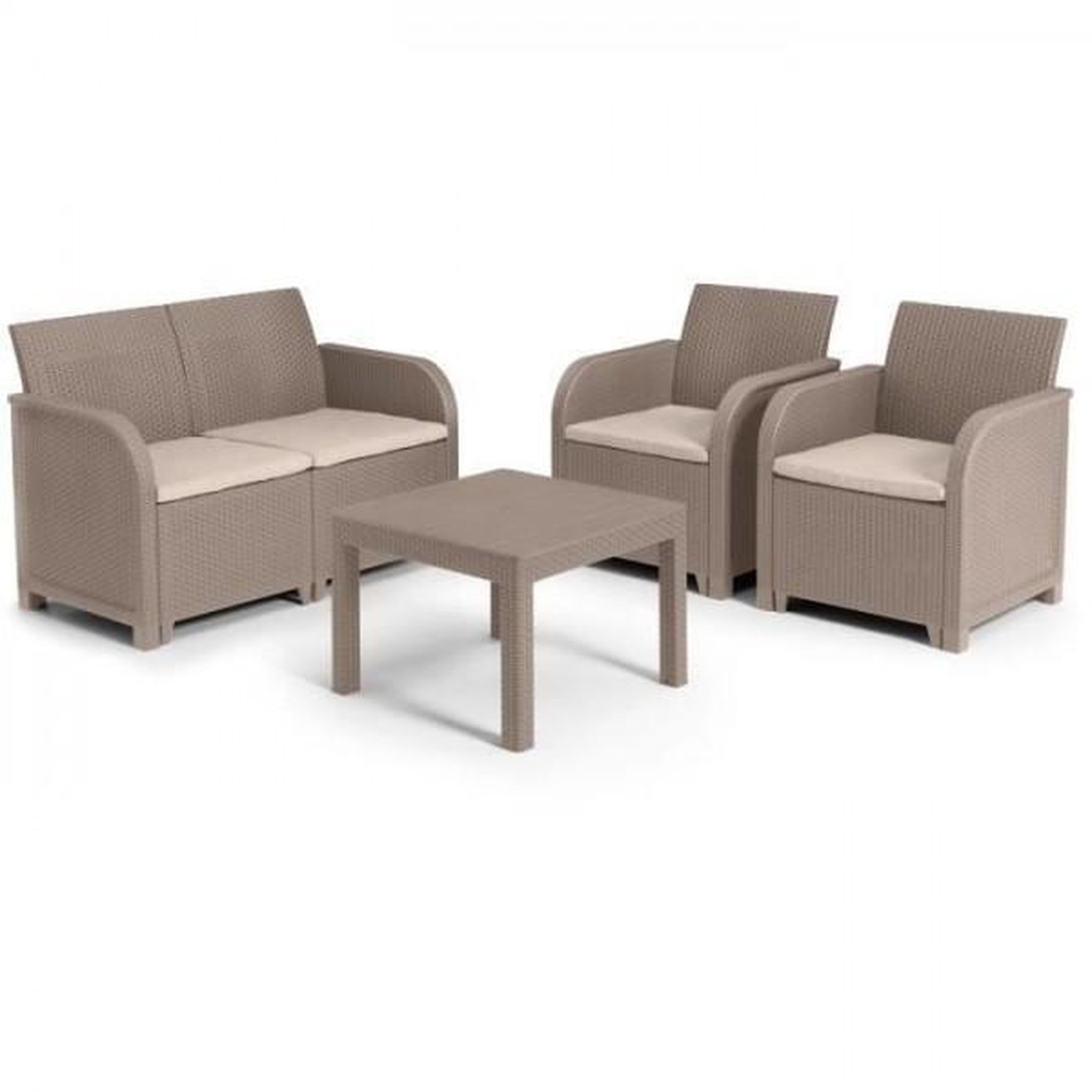 ALLIBERT by KETER Salon de jardin - en résine imitation rotin tressé - Allibert by KETER - 4 personnes - SanRemo - Cappuccino