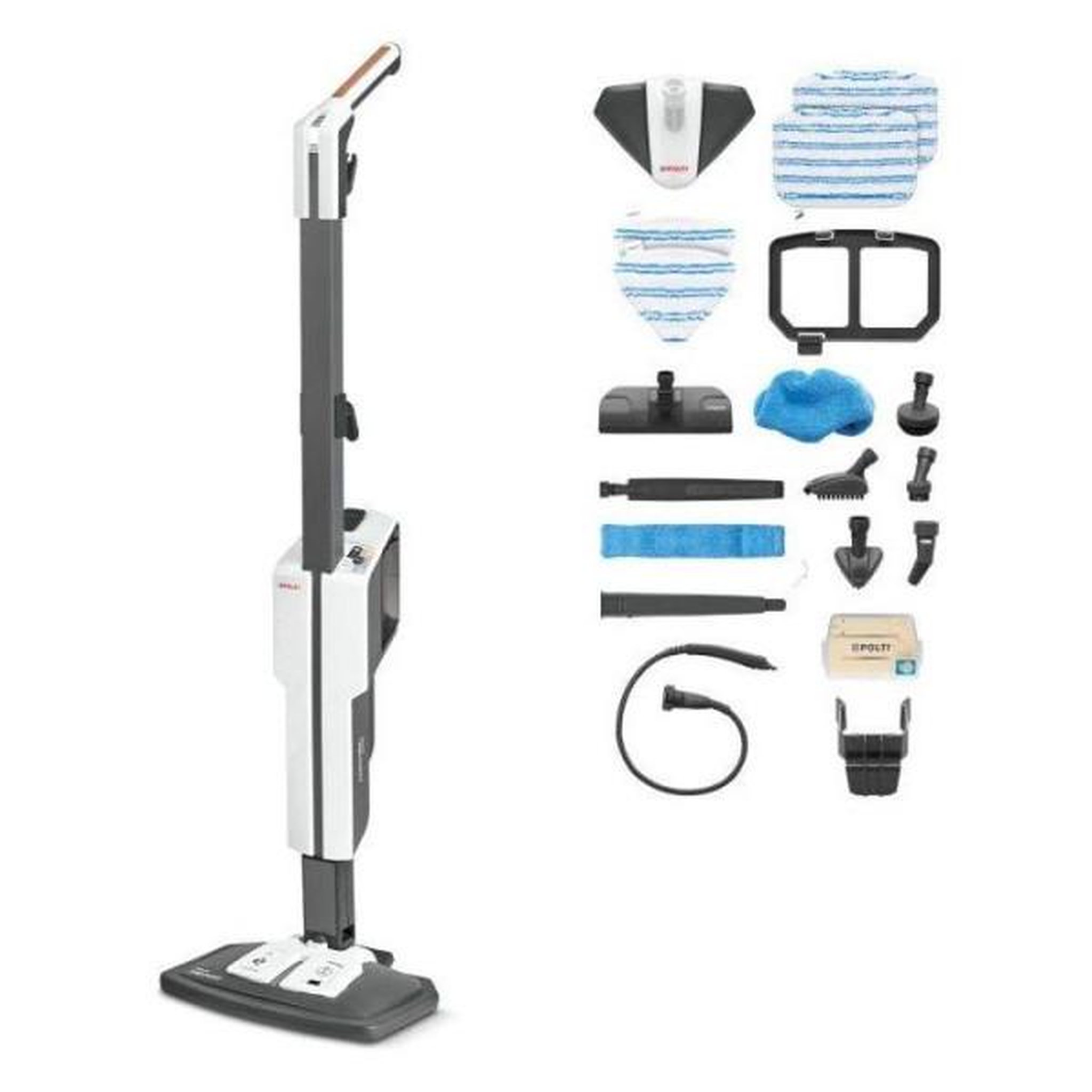 POLTI Balai - Nettoyeur Vapeur POLTI VAPORETTO SV660 STYLE -  2-en-1 - Tout sol - 1500 W - 0,5 L - Câble 6 m - Gris / Blanc