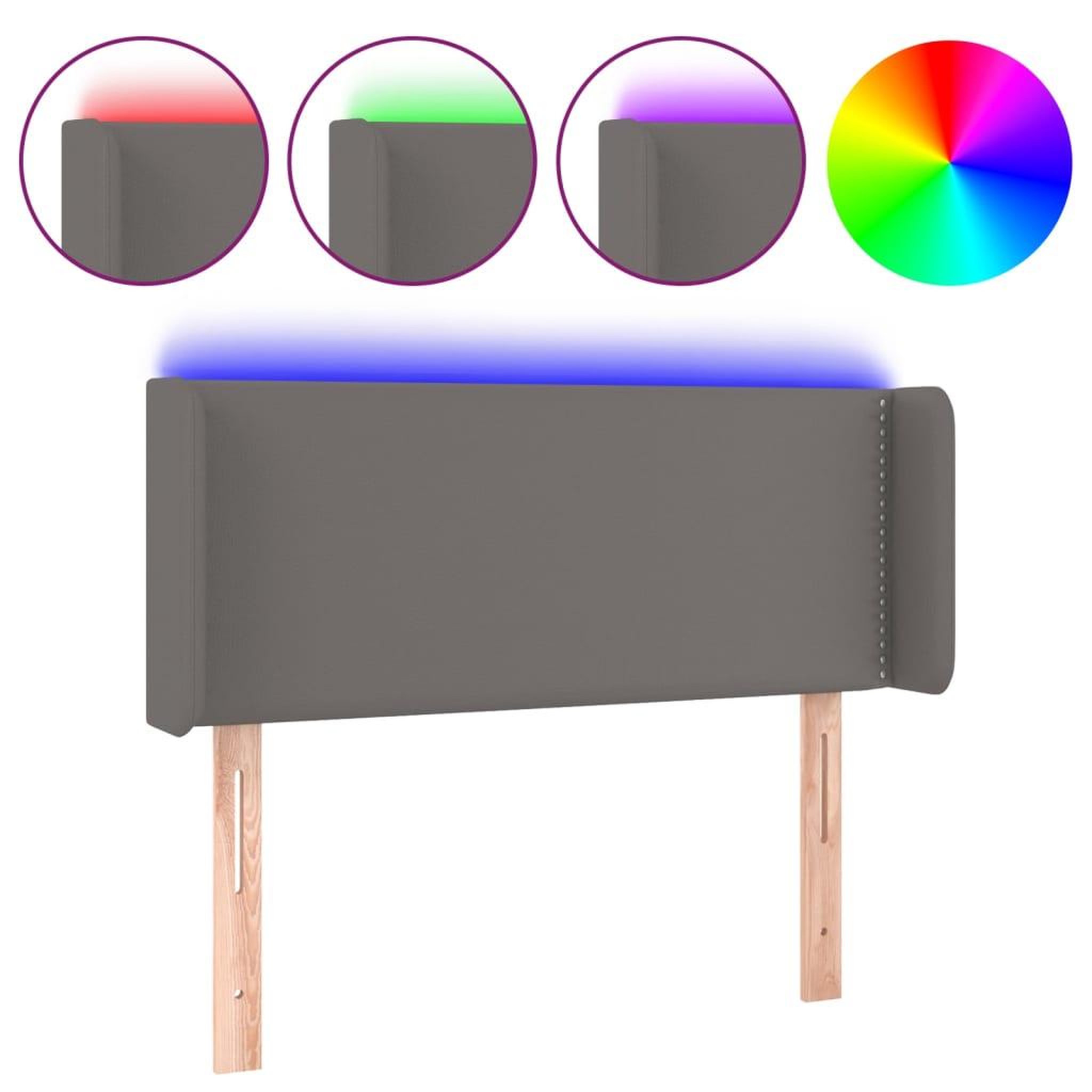 Voir la diapositive 2 : VIDAXL Tete de lit a LED Gris 93x16x78/88 cm Similicuir