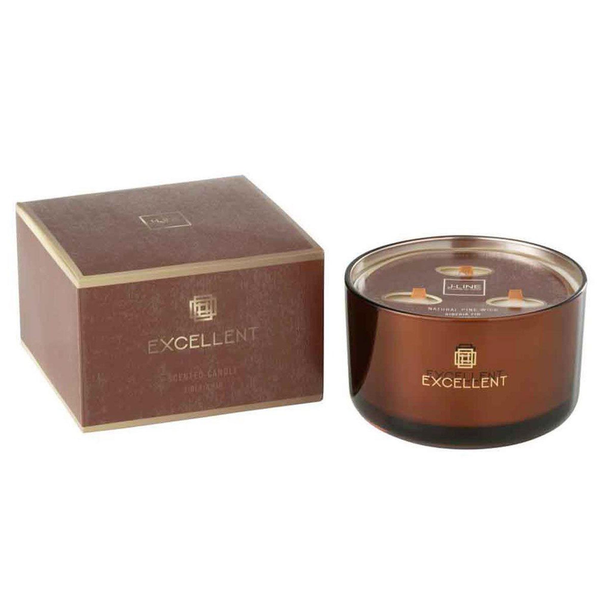 J-LINE Bougie Parfumée  Excellent  13cm Siberia Fir Marron