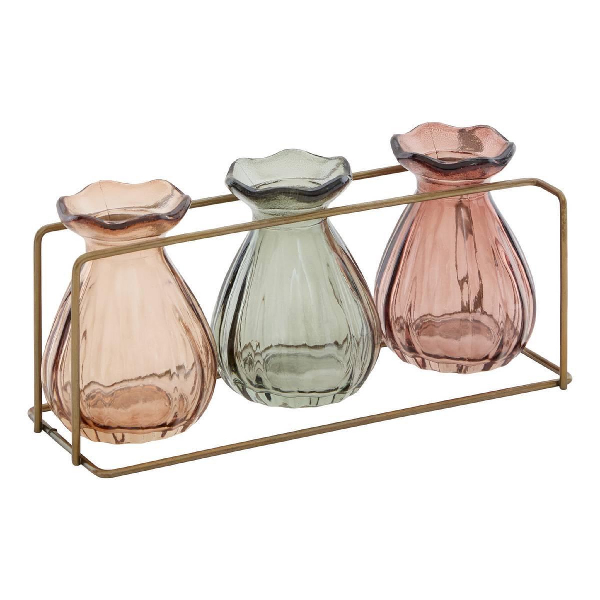 ATMOSPHERA Soliflore triple en verre  mona  22cm multicolore