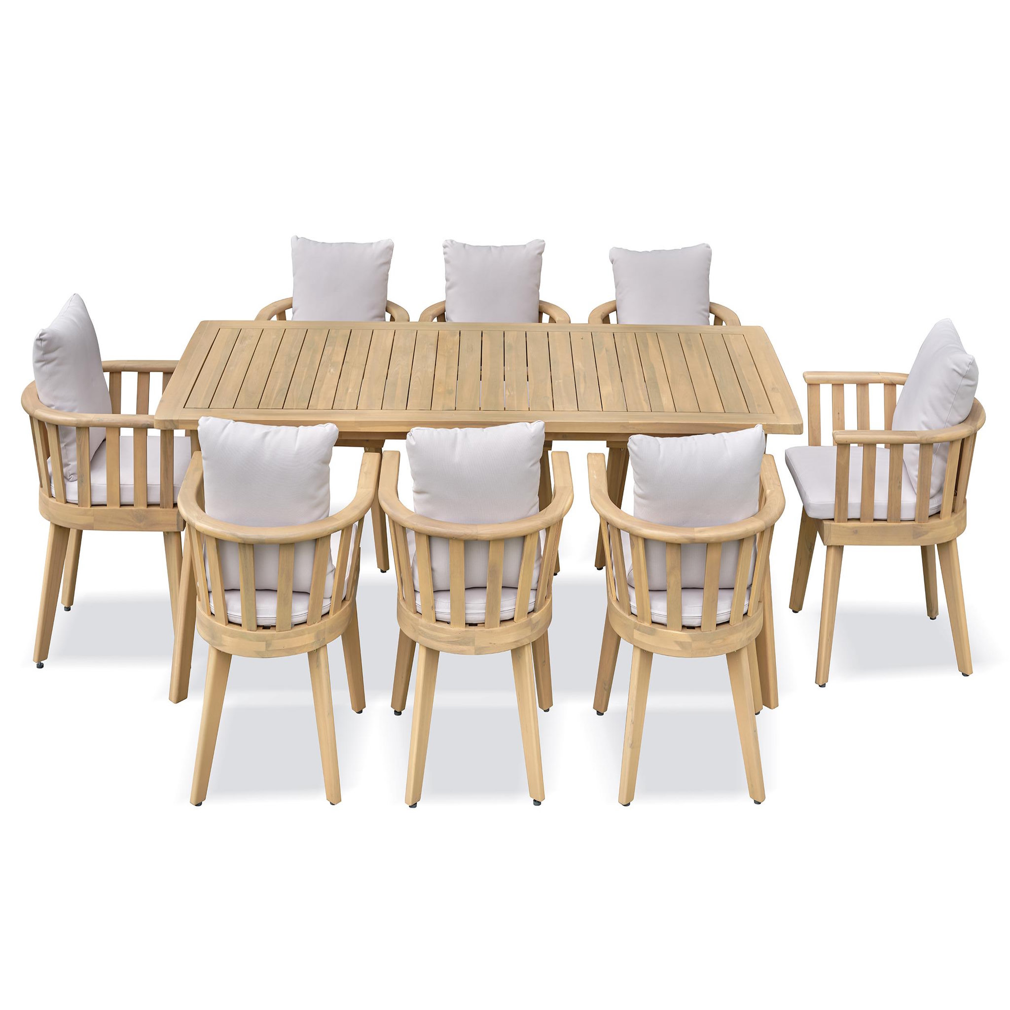 Voir la diapositive 1 : DCB GARDEN Ensemble repas de jardin en acacia (8 places)