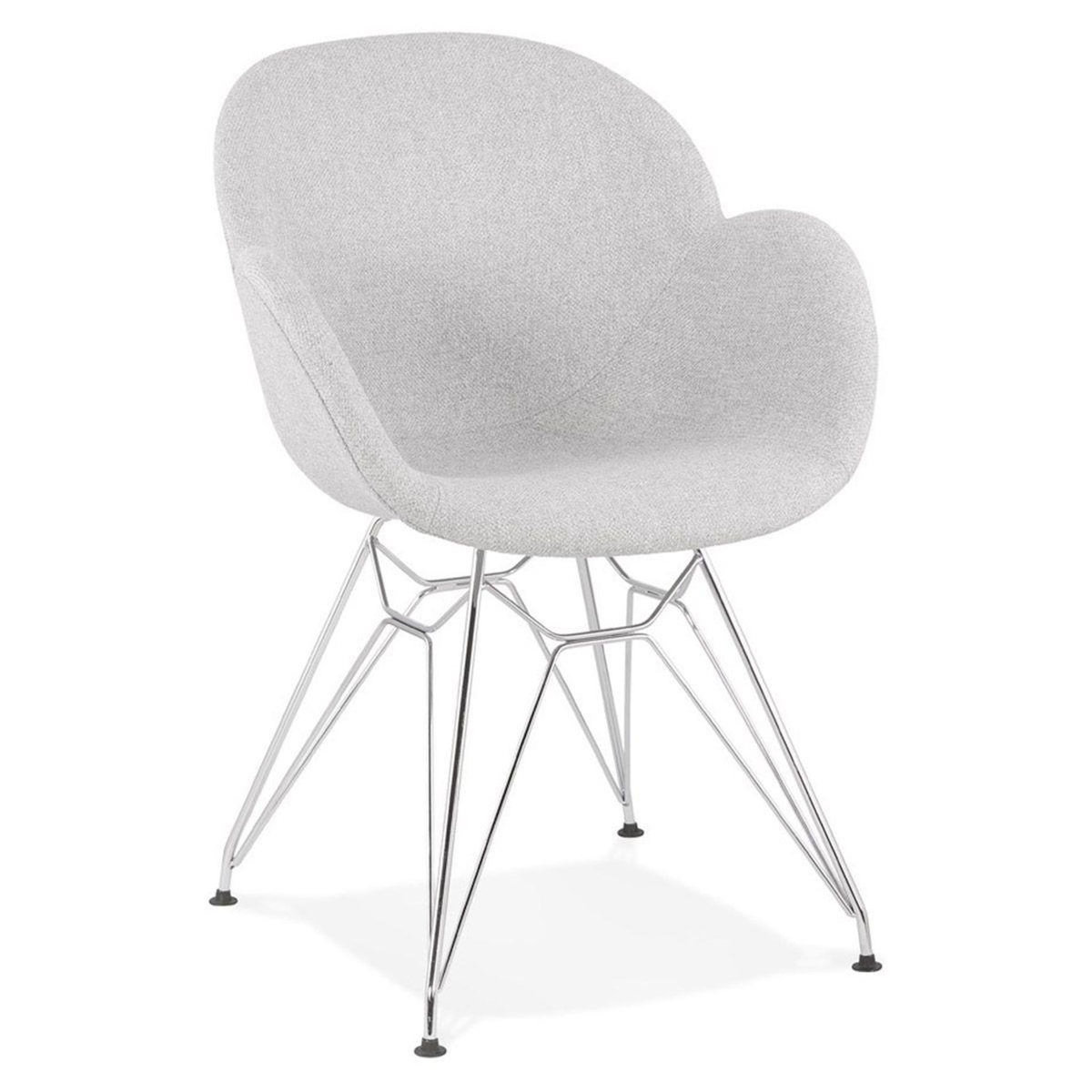 Paris Prix Chaise Design Tissu  Gamo  85cm Gris & Chromé