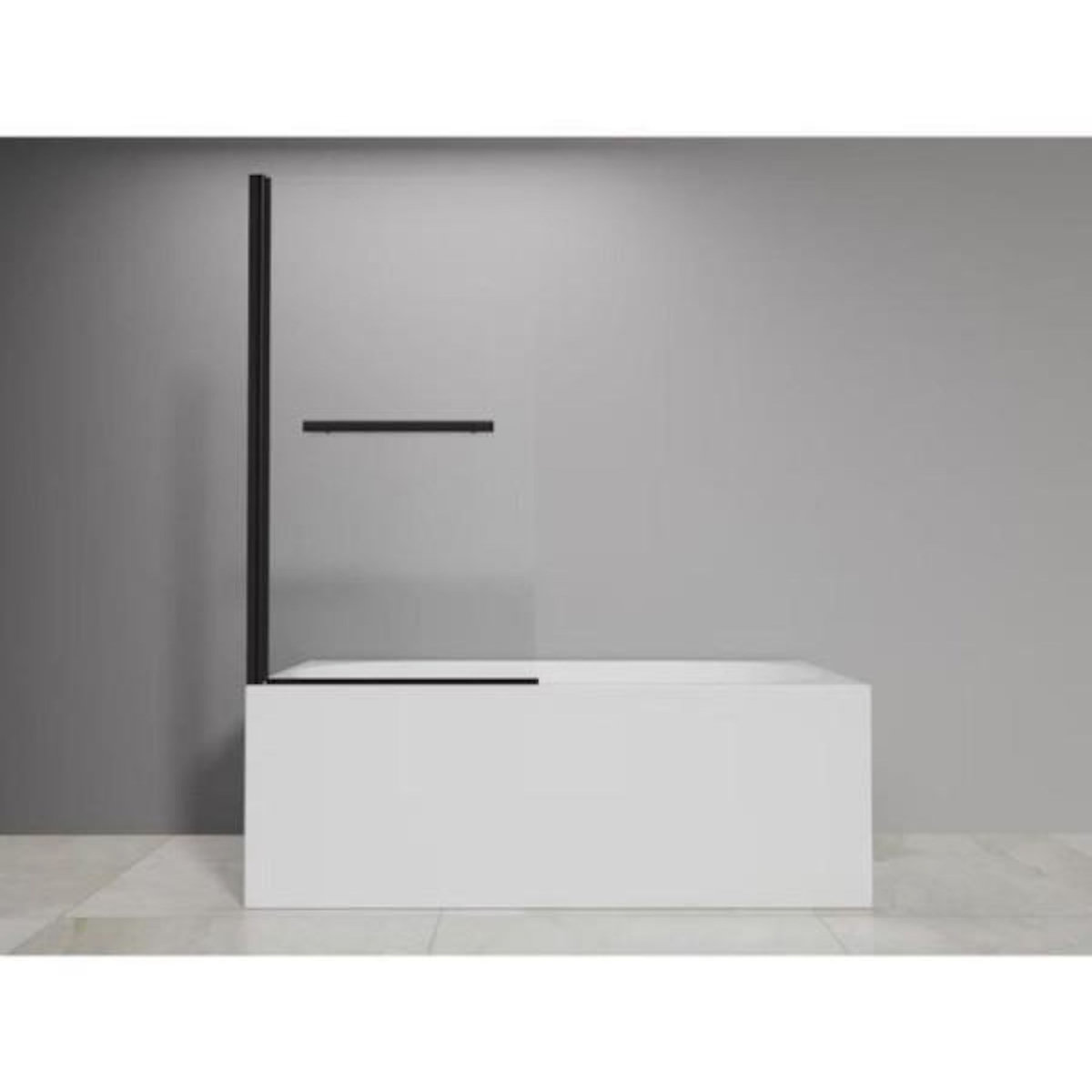 MARKET24 Pare baignoire 1 volet + porte serviettes - HOME GENERATION - Mila noir - 80 x 140 cm