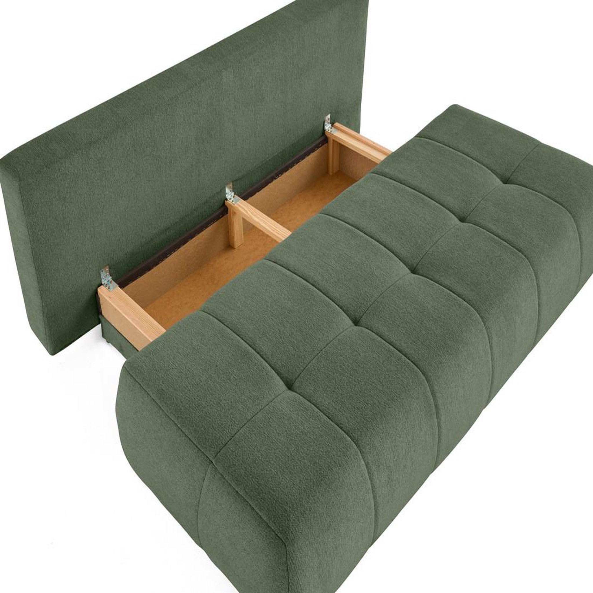 Voir la diapositive 3 : BEST MOBILIER Bowie - canapé 3 places convertible coffre + coussin rond inclus en tissu texturé