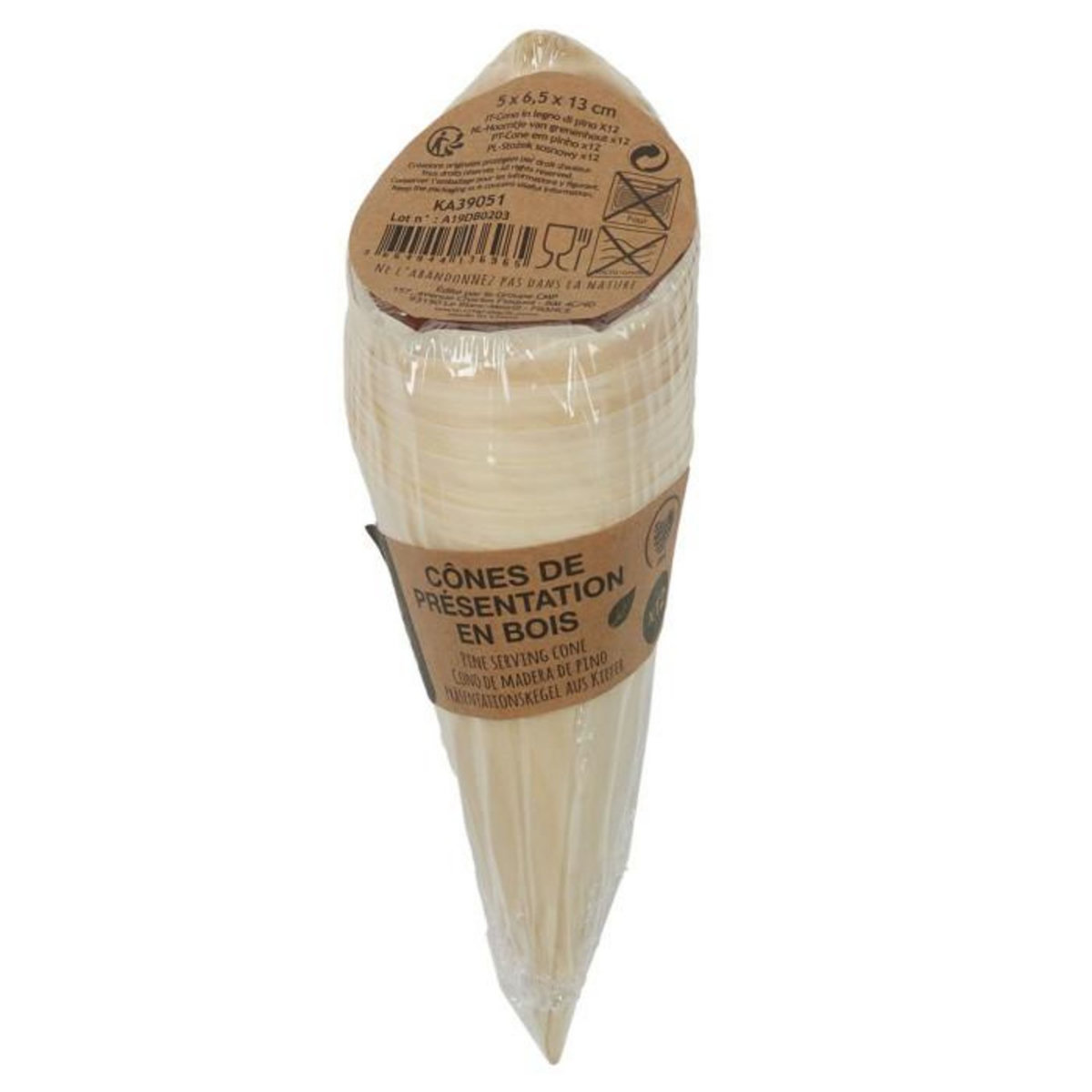 Paris Prix Lot de 12 Cônes de Présentation  Ecolo  12cm Naturel