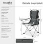 Voir la diapositive 6 : tectake Chaise de camping Pliable, avec Rembourrage gris