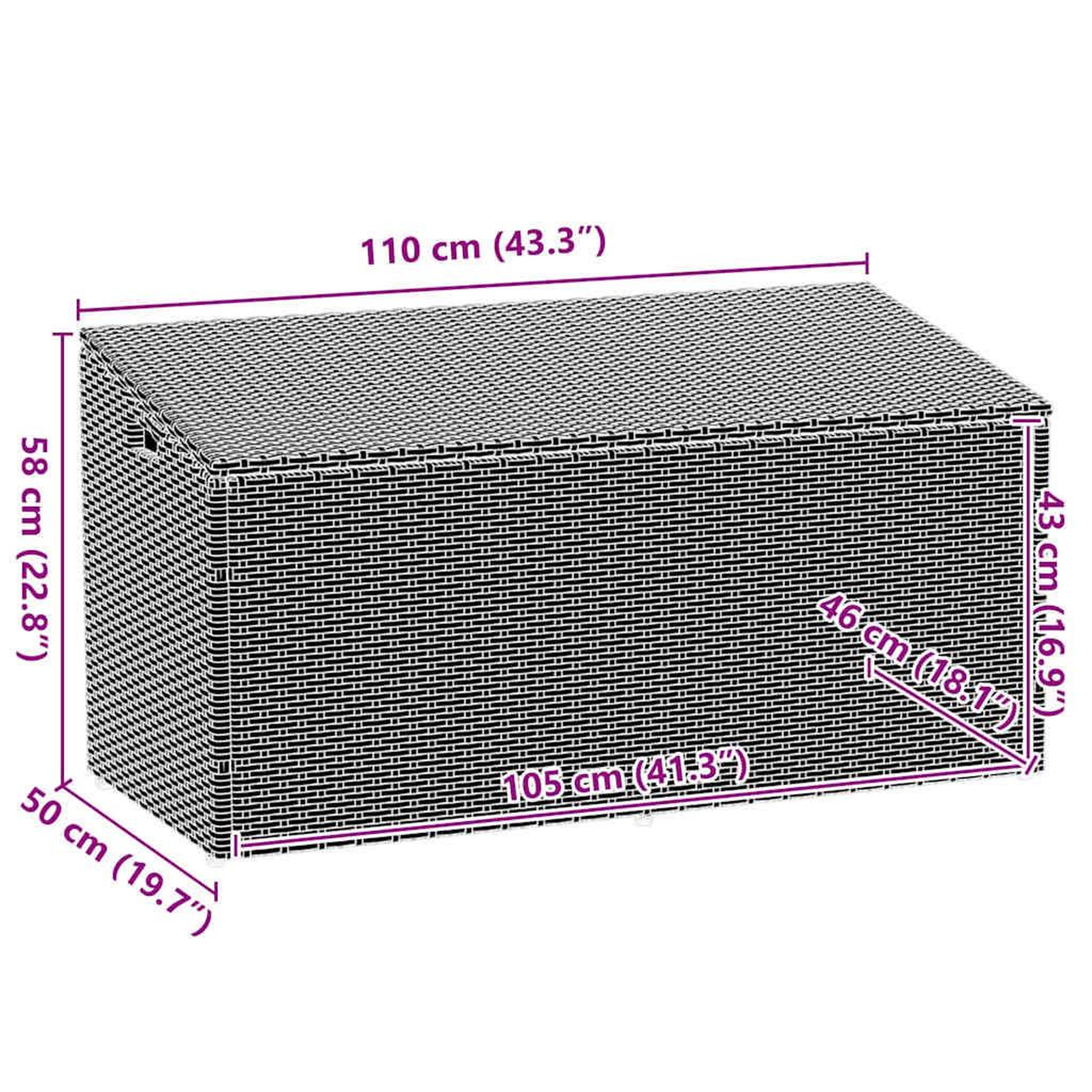 Voir la diapositive 6 : VIDAXL Boîte de rangement de jardin marron 110x50x58 cm resine tressee