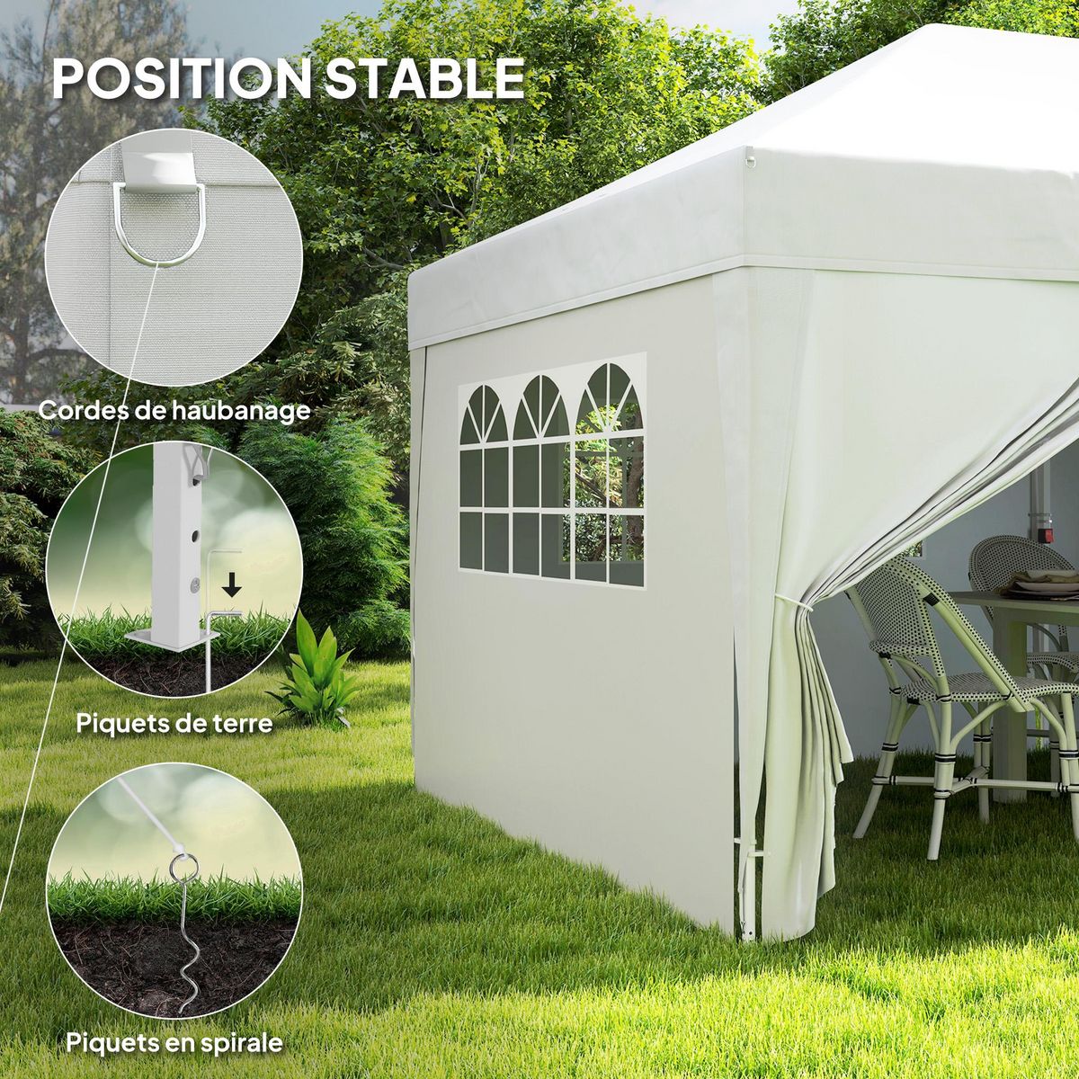 OUTSUNNY Tonnelle barnum pliant pop-up 5,9L x 2,95l x 2,85H m 6 parois latérales amovibles 4 fenêtres sac de transport blanc