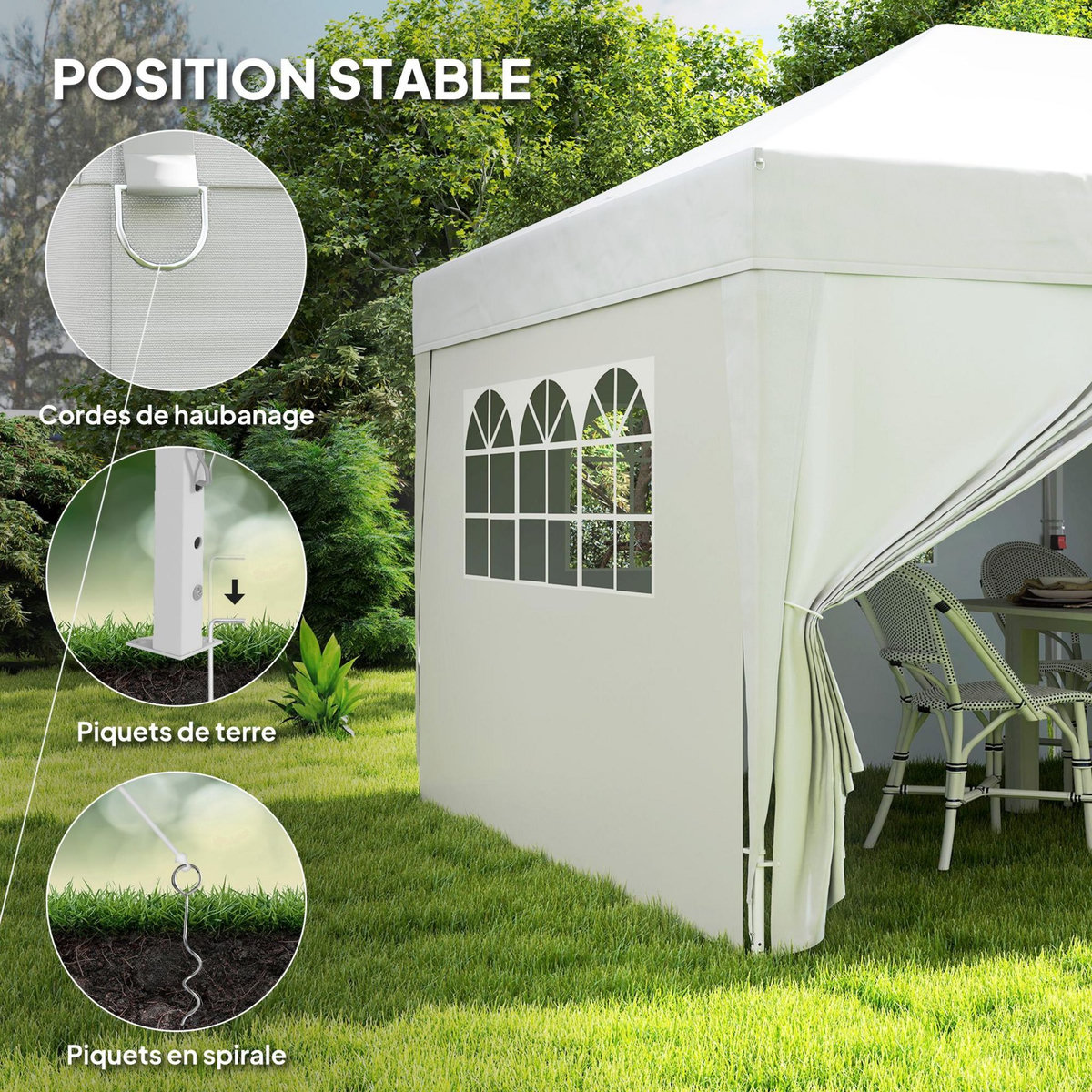 OUTSUNNY Tonnelle barnum pliant pop-up 5,9L x 2,95l x 2,85H m 6 parois latérales amovibles 4 fenêtres sac de transport blanc
