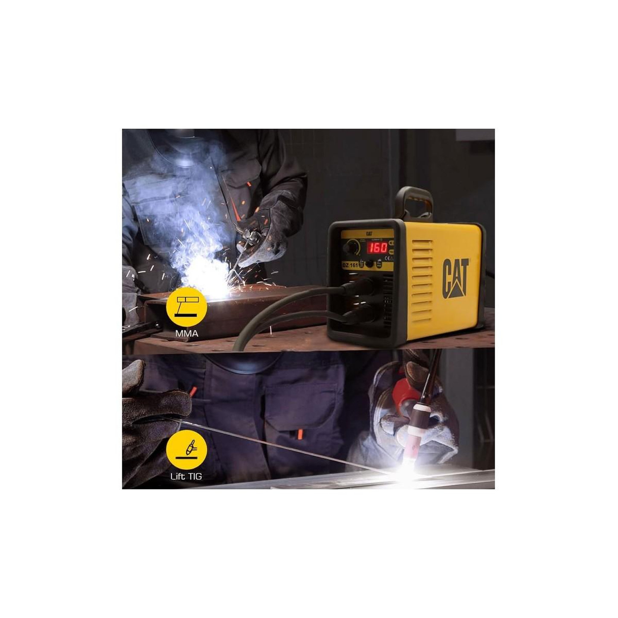 Voir la diapositive 3 : caterpillar Poste à souder inverter 160 ampères mma electrodes basiques rutiles inox fonte et cellulosiques professionnel cat
