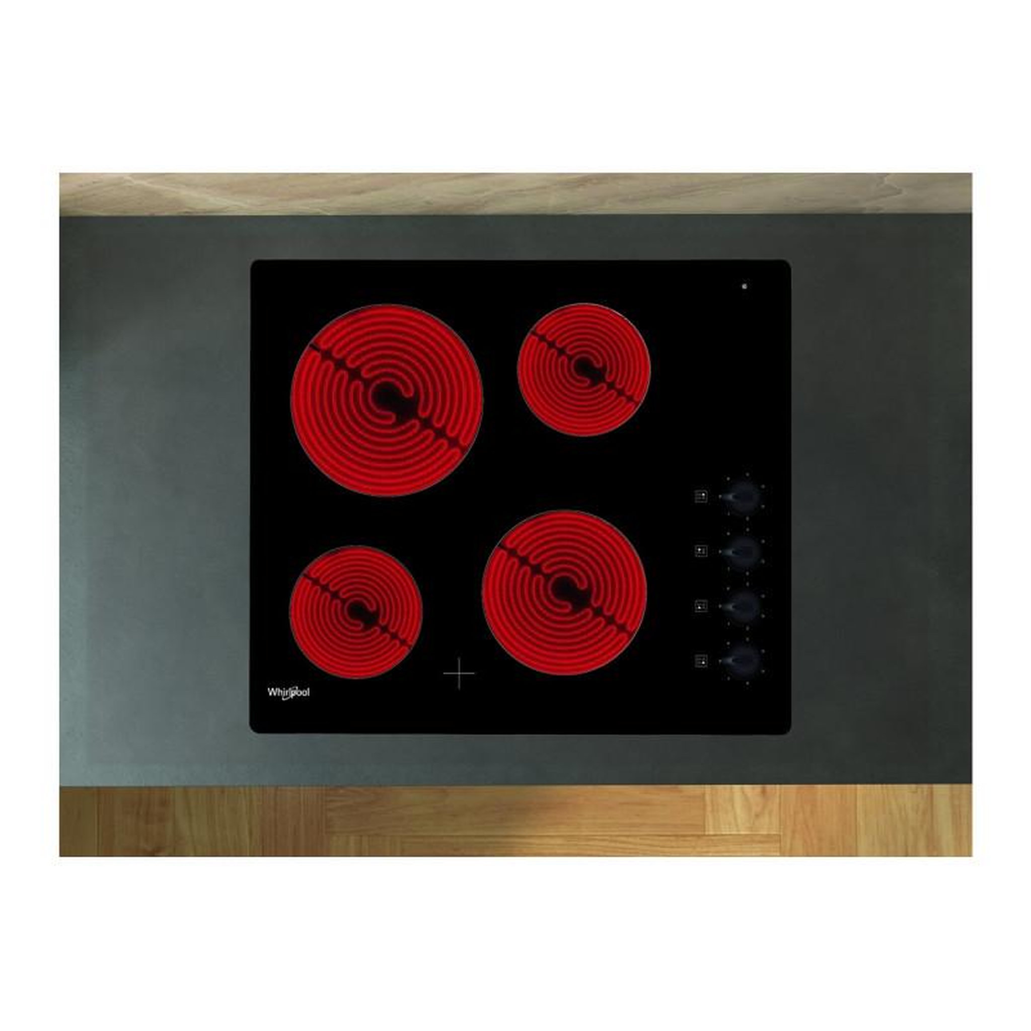 Voir la diapositive 4 : Whirlpool Table de cuisson vitrocéramique 4 feu 6200w noir - akm700nenew