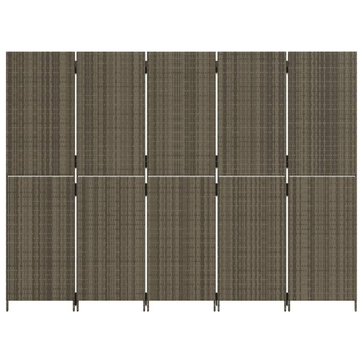 VIDAXL Cloison de separation 5 panneaux gris resine tressee