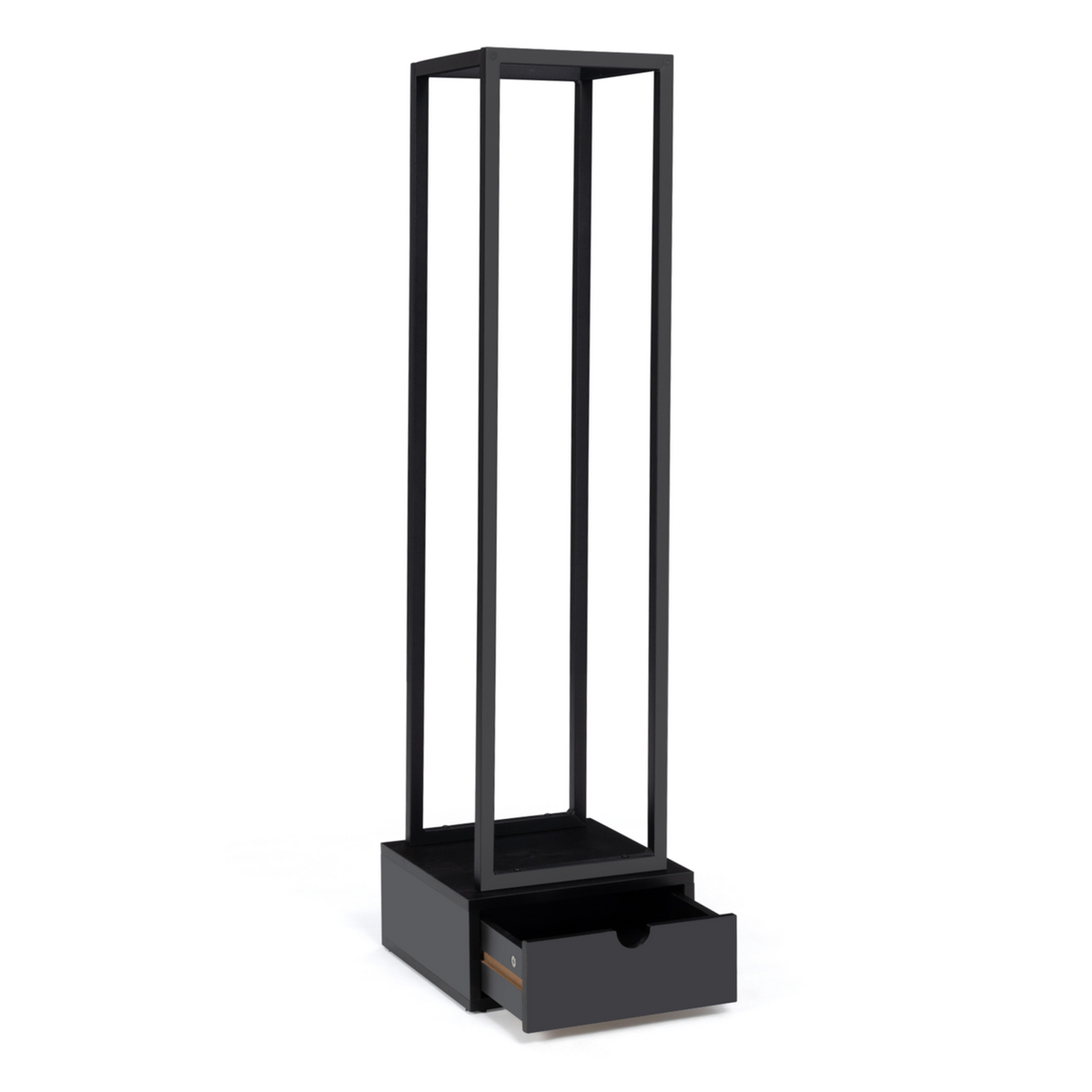 ID MARKET Range bûches vertical acier noir H. 125 CM avec tiroir pour cheminée