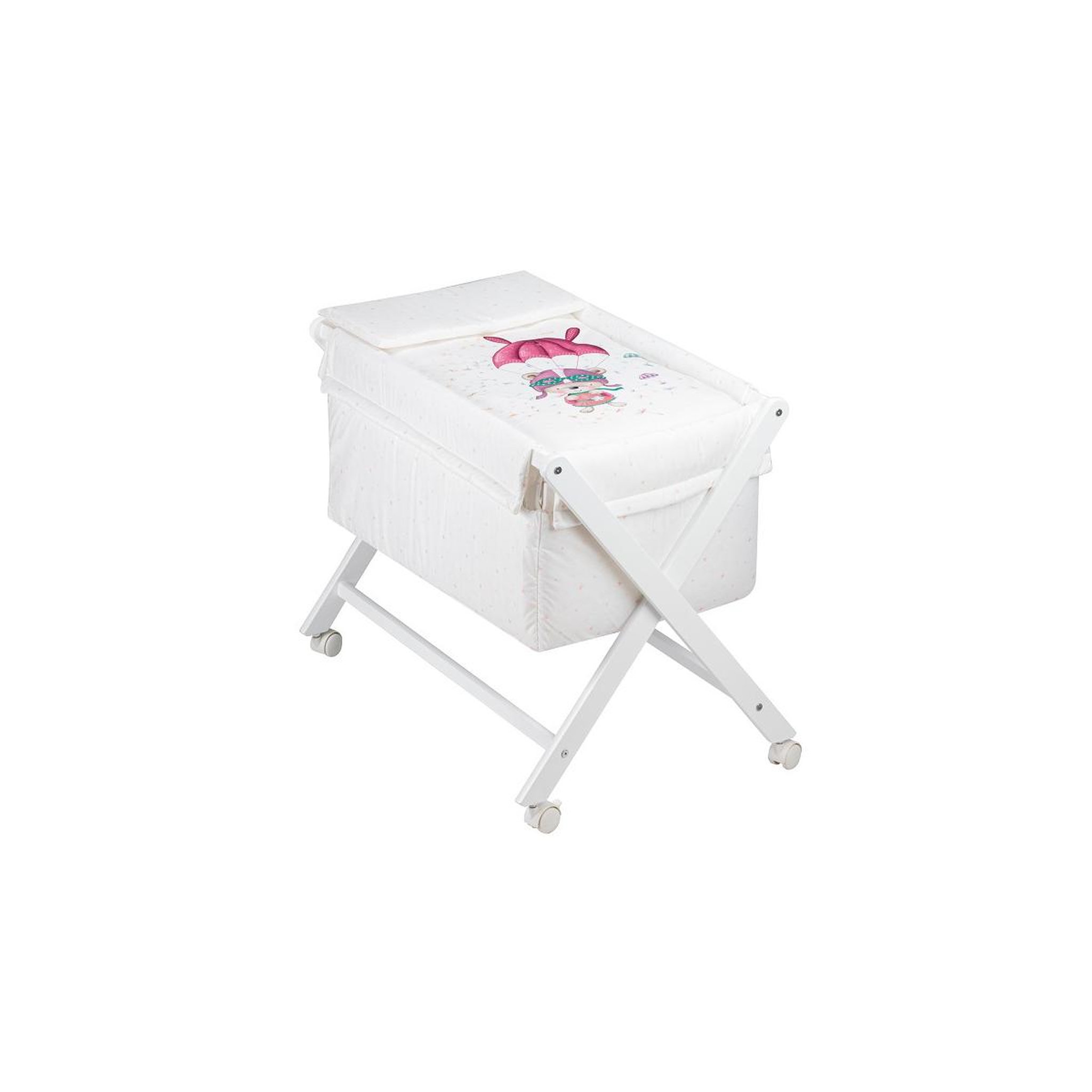 Voir la diapositive 2 : INTERBABY Berceau en Croix Parachute Rose - Lit de Bébé Sécurisé et Confortable
