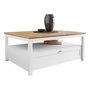 Voir la diapositive 4 : BEST MOBILIER Francesco - table basse - effet bois et blanc - 1 tiroir et 1 niche - 104 cm