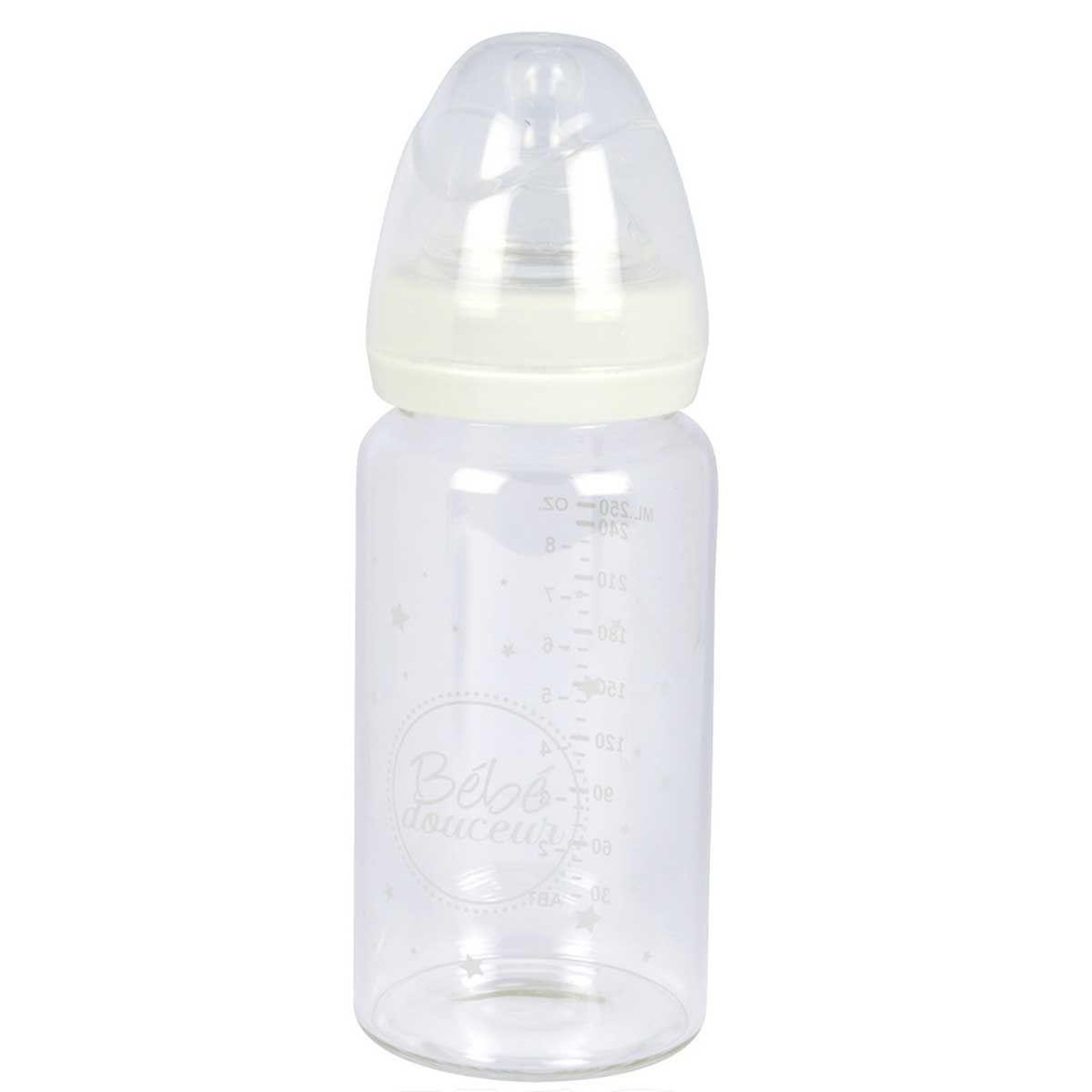 BEBE DOUCEUR Biberon pour bébé  col large  250ml transparent