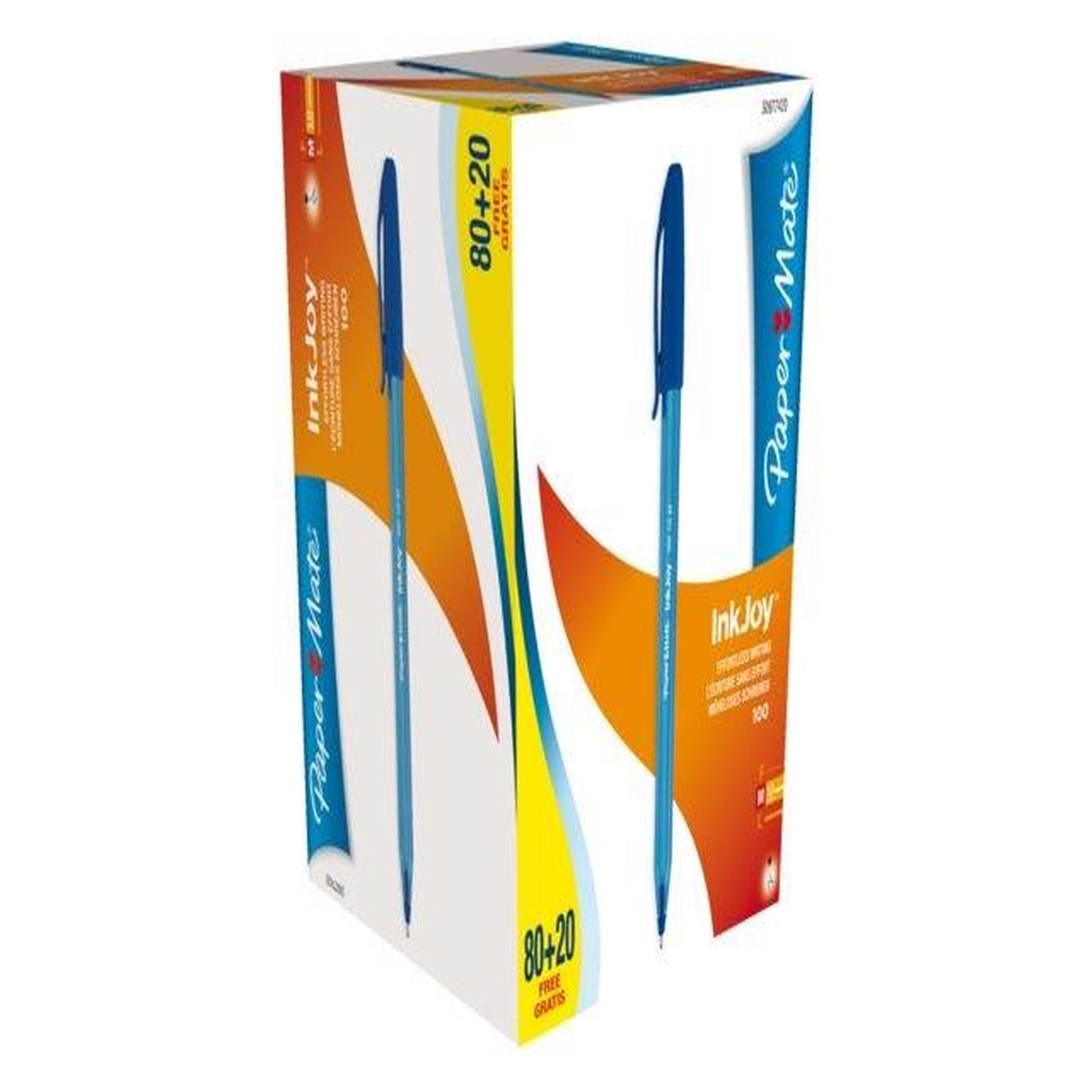 PAPER MATE Boîte de 100 stylos Inkjoy bleus à capuchon