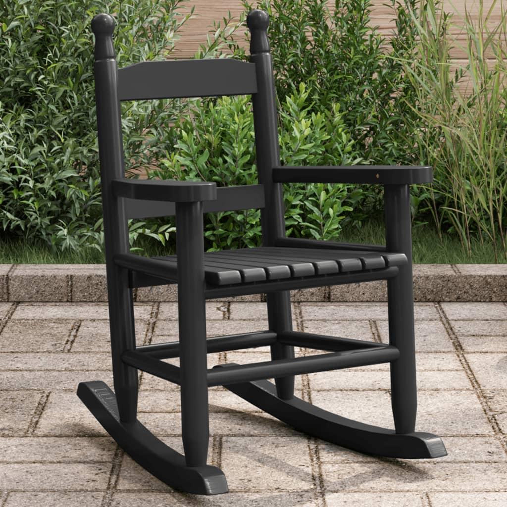 VIDAXL Chaise a bascule enfants noir bois de peuplier massif