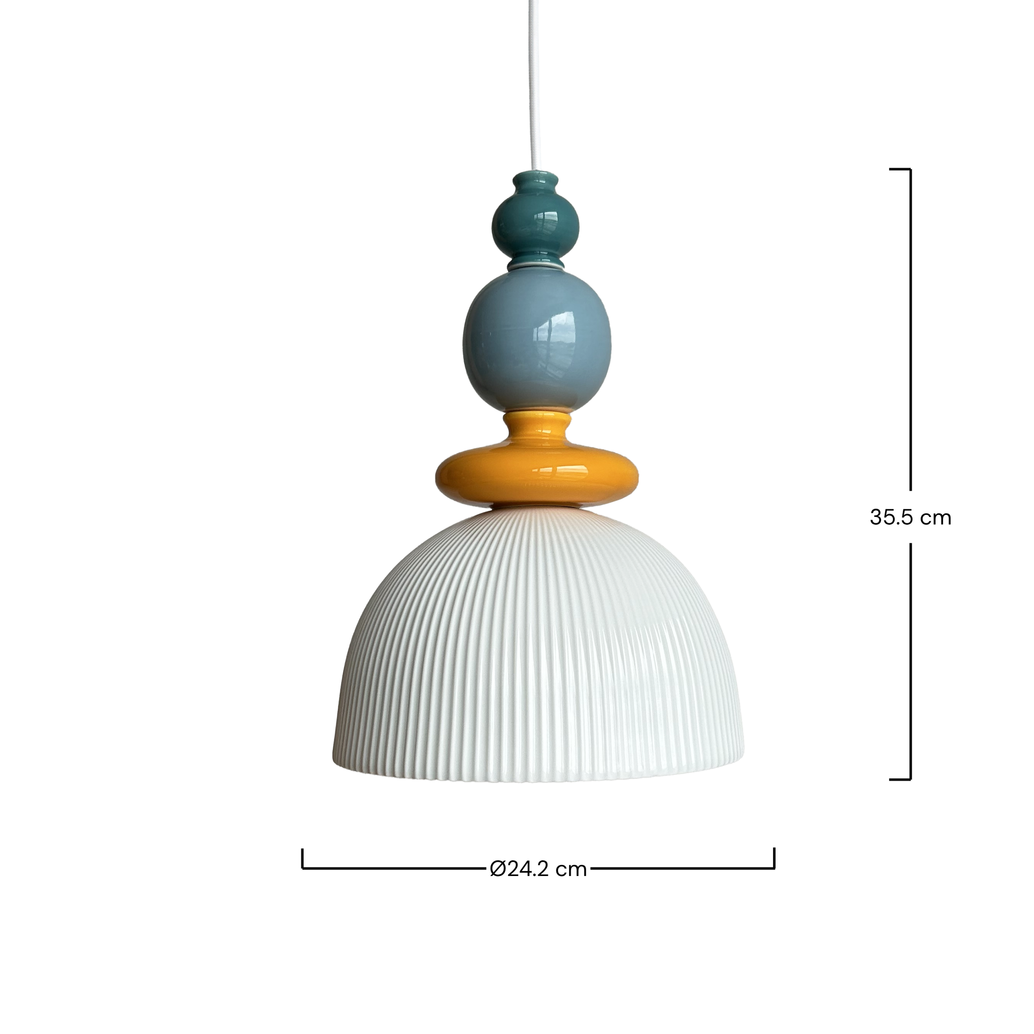 Voir la diapositive 4 : MAISON PAVANE Suspension en céramique multicolore D24,2 cm-Pili