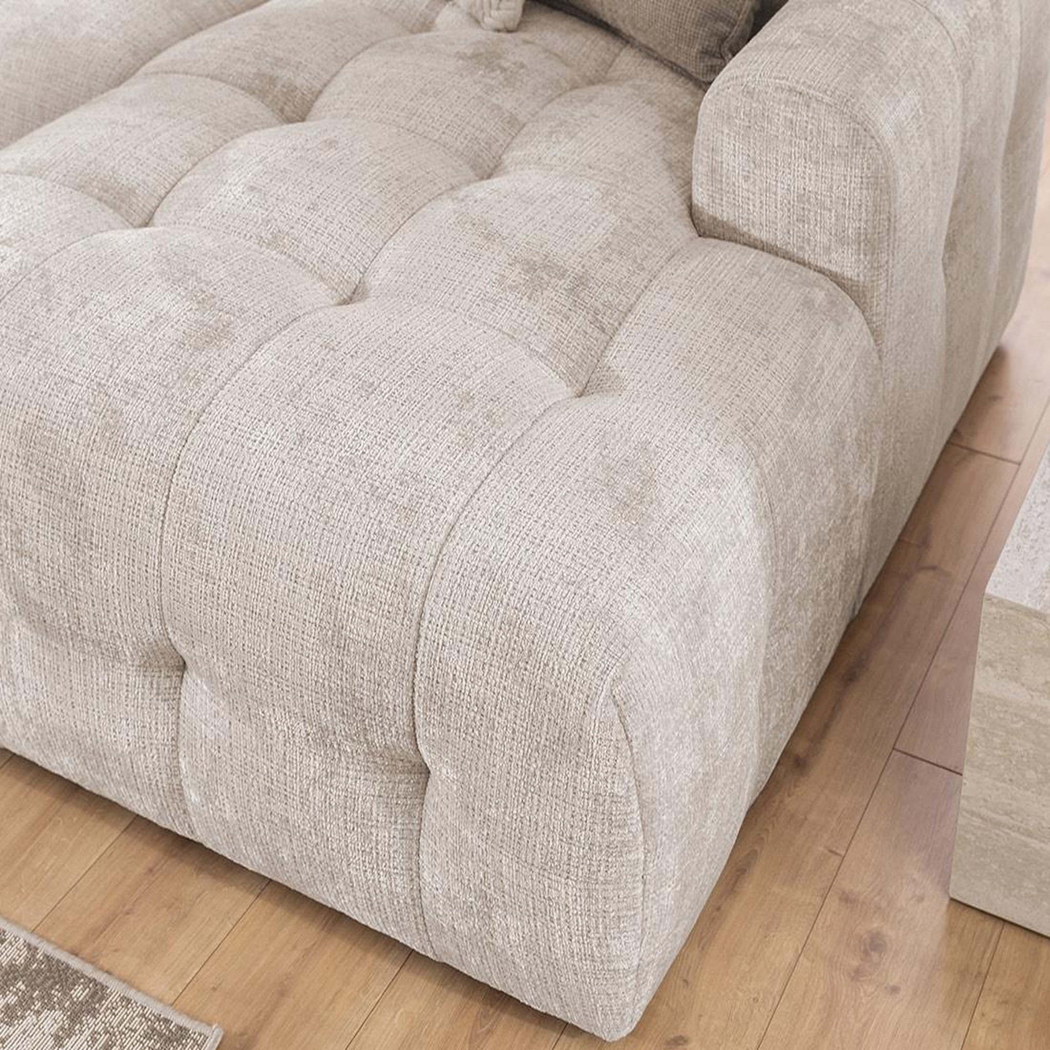 Voir la diapositive 4 : BEST MOBILIER Diane - canapé panoramique en u 6 places en velours texturé