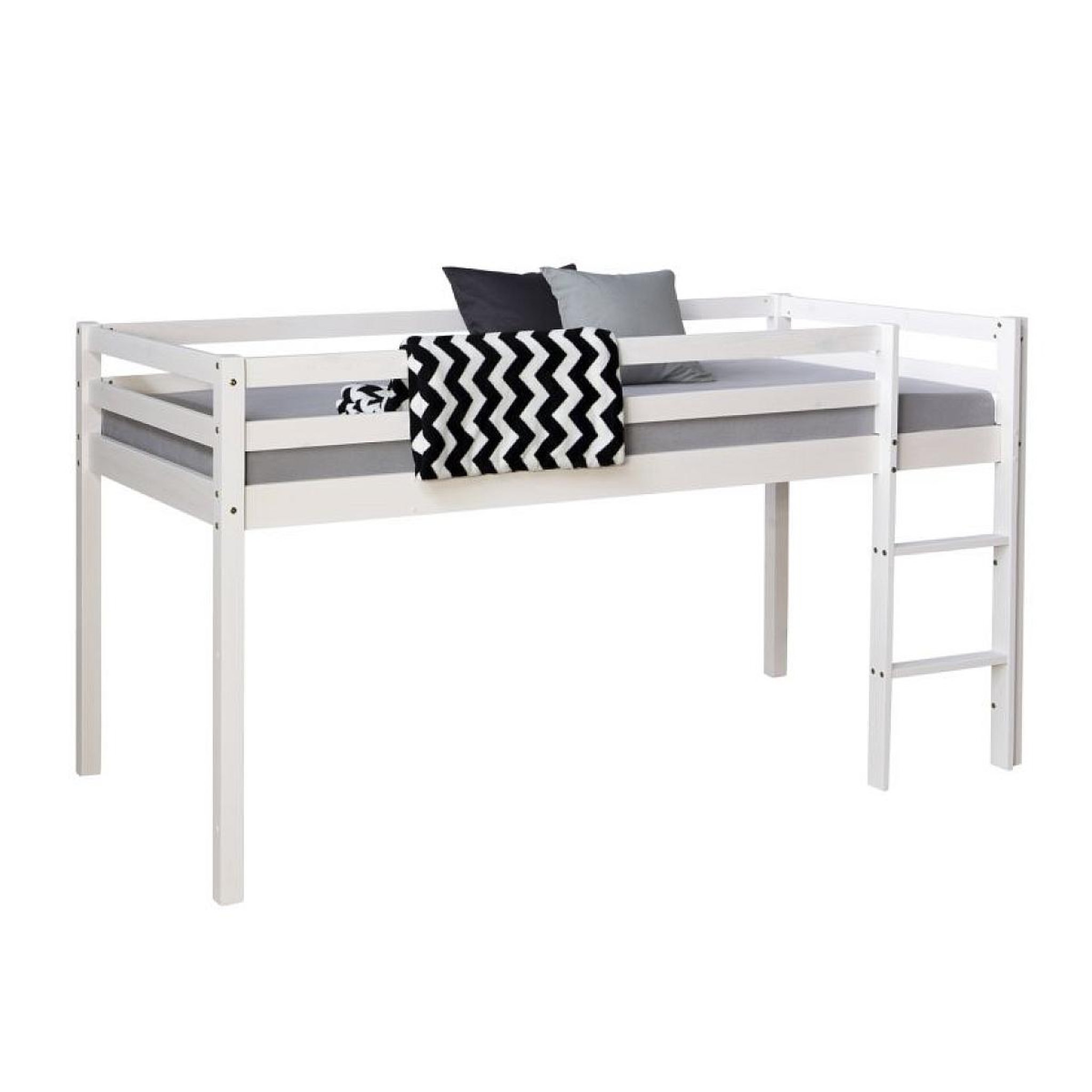 HomeStyle4U Lit mi-haut avec matelas sommier à lattes 90x200