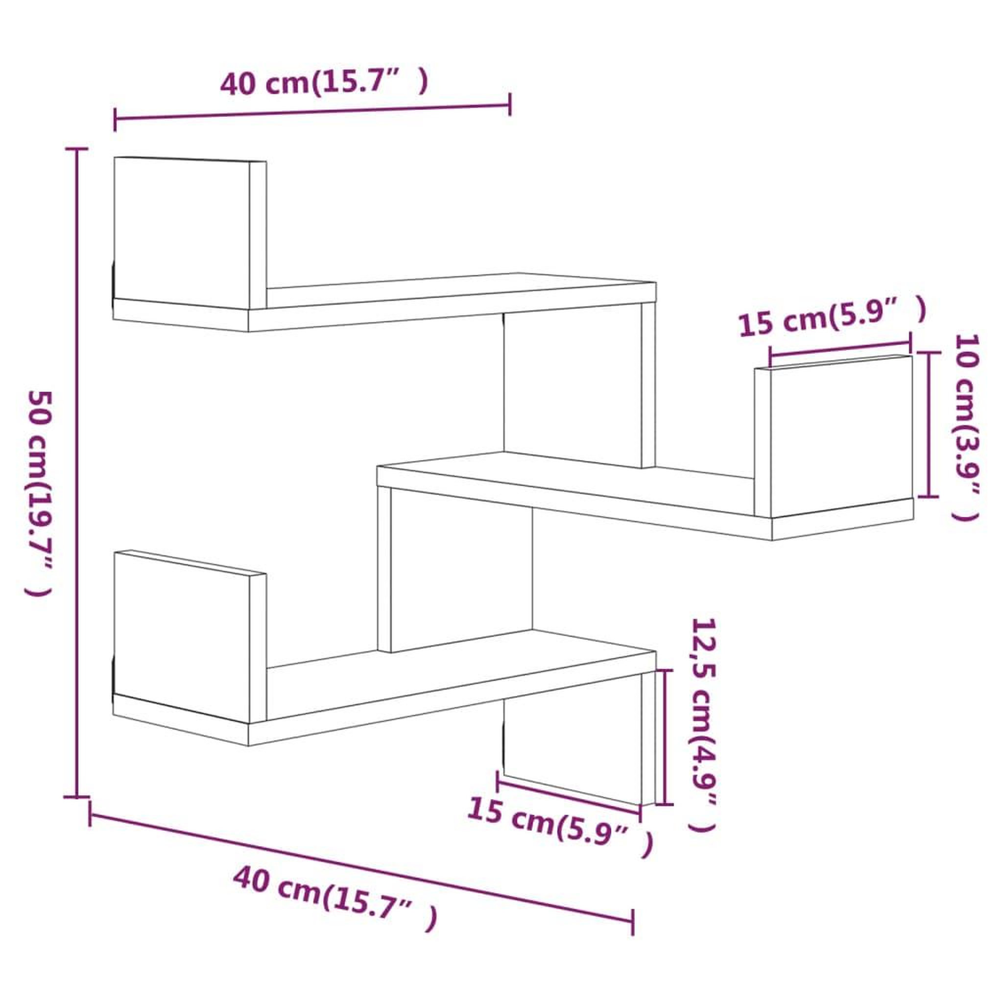Voir la diapositive 6 : VIDAXL Etagere d'angle murale Chene fume 40x40x50 cm Bois d'ingenierie