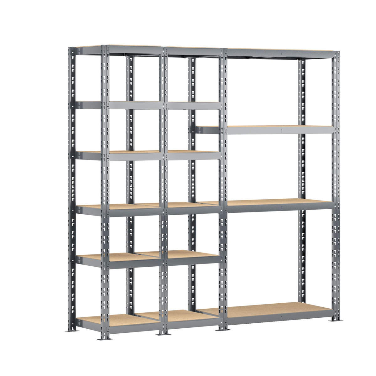 Concept rangement de garage MODULÖ STORAGE SYSTEME EXTENSION 3 étagères -16 plateaux longueur 200 cm