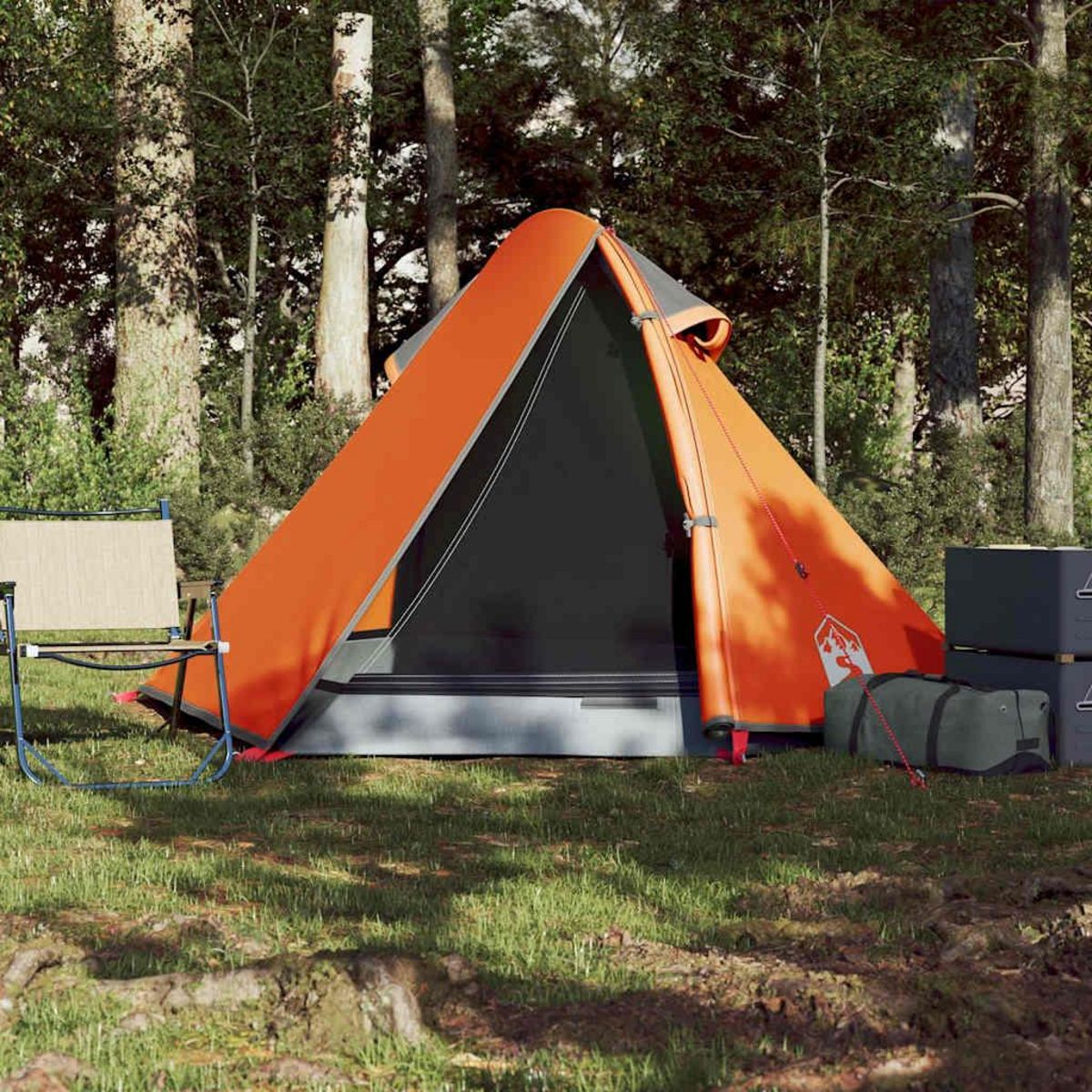 VIDAXL Tente de camping a dome 2 personnes gris et orange impermeable