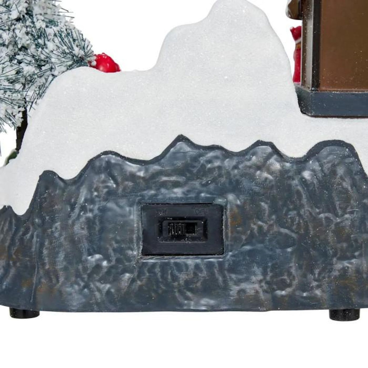 FEERIC LIGHT & CHRISTMAS Village de Noel enneigé avec le Père Noel - Hauteur 23,8 cm - Marron, blanc et bleu