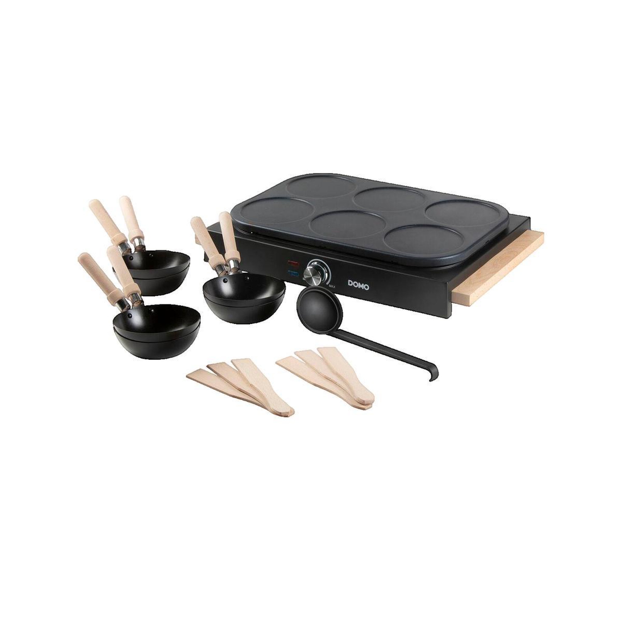 Domo Crêpière électrique Domo DO8719W, 2-en-1 avec 6 poêles antiadhésives
