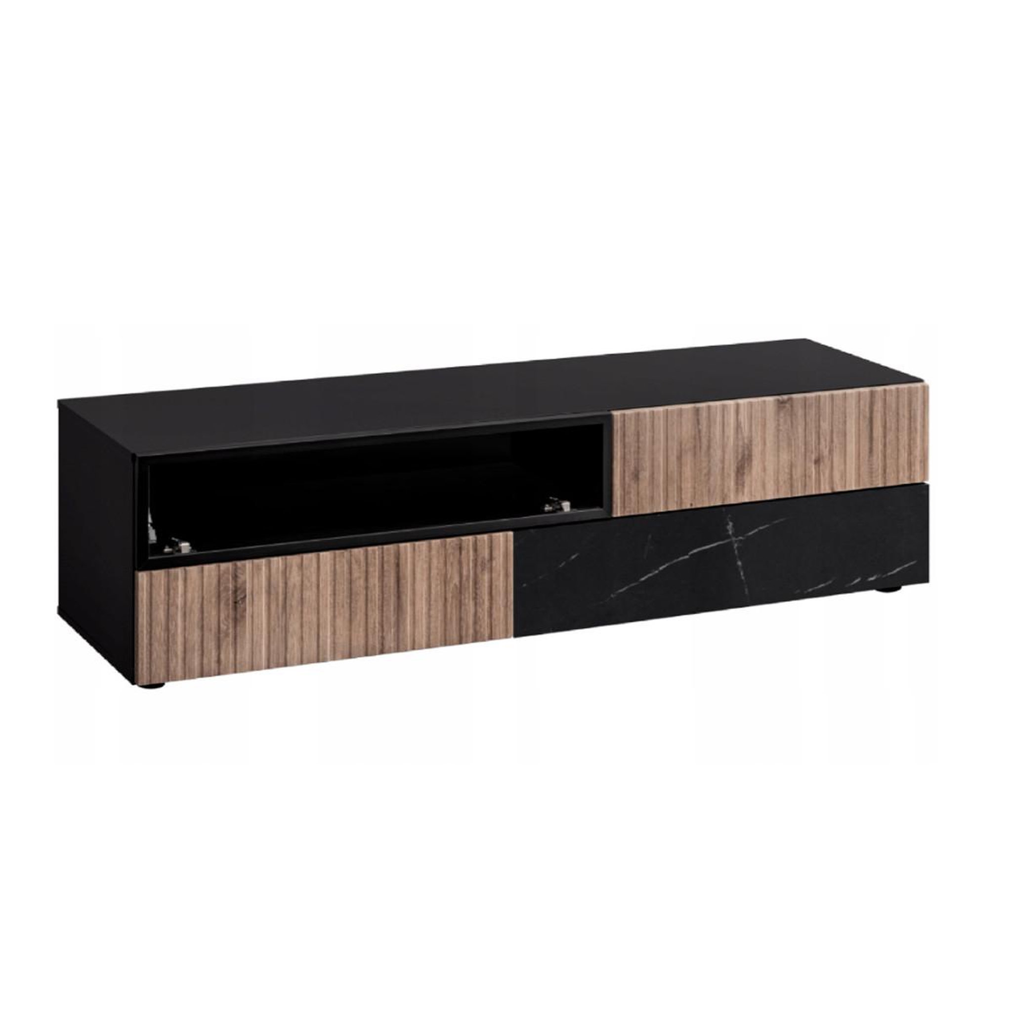 Voir la diapositive 3 : Paris Prix Ensemble meuble tv mural  cannes i  180cm noir & naturel