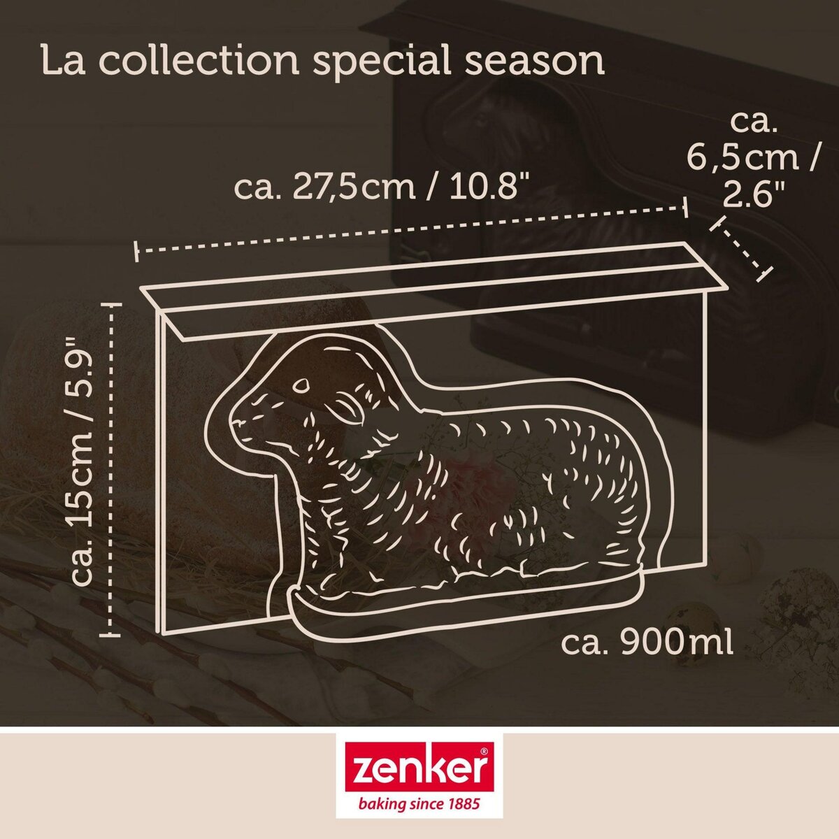 ZENKER Lot de 2 moules à gâteaux 3D en forme d'agneau pascal 900 ml Zenker Special Season