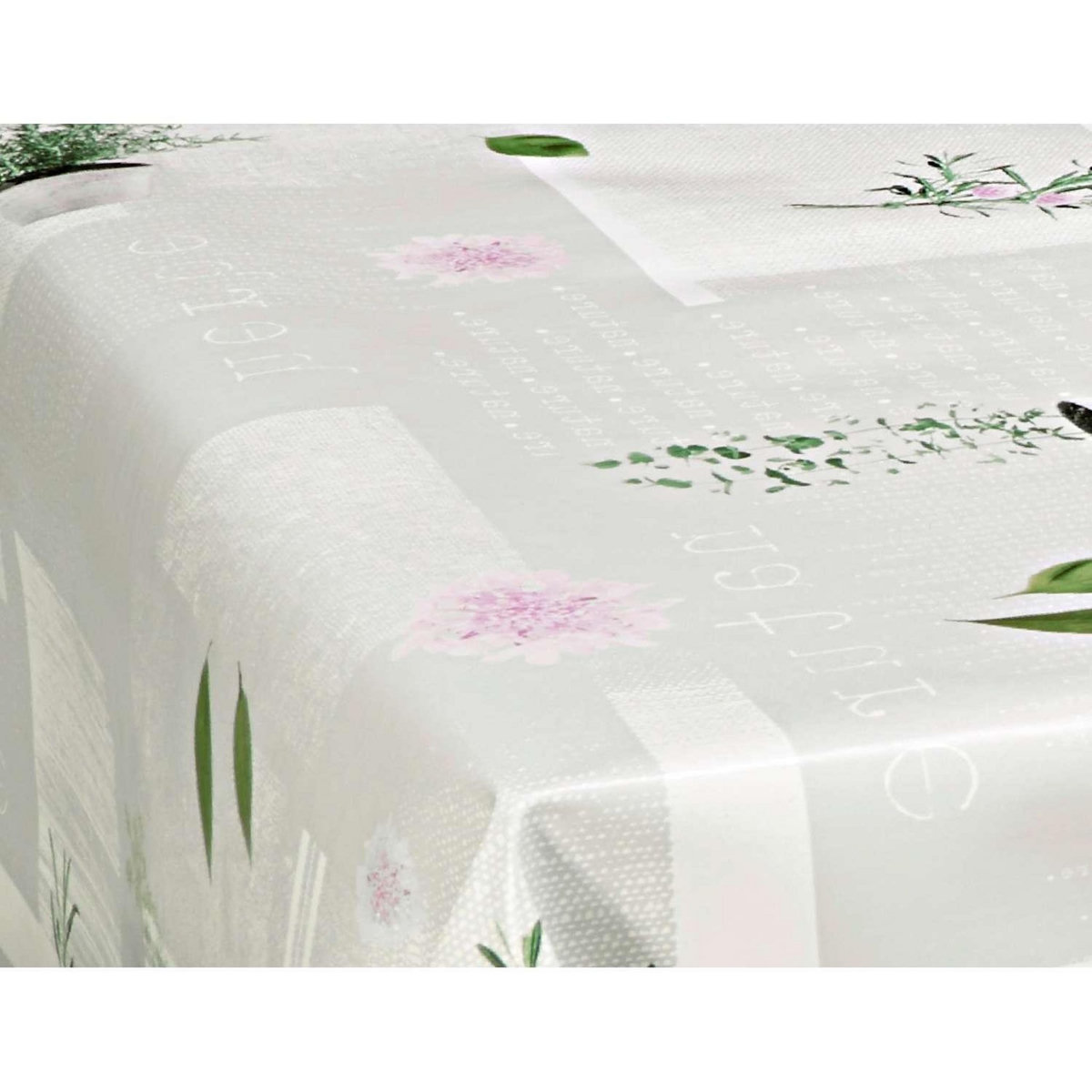 HABITABLE Nappe en toile cirée rectangulaire Aromatic - 140 x 200 cm - Ecru