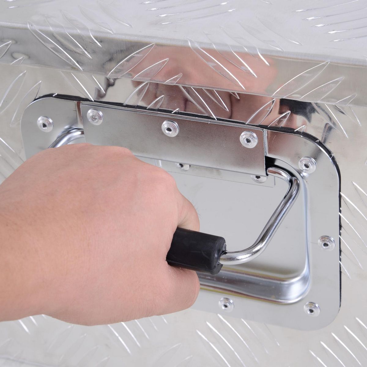 HOMCOM Boite de rangement - boîte à outils en aluminium - caisse à outil alu. verrouillage clé