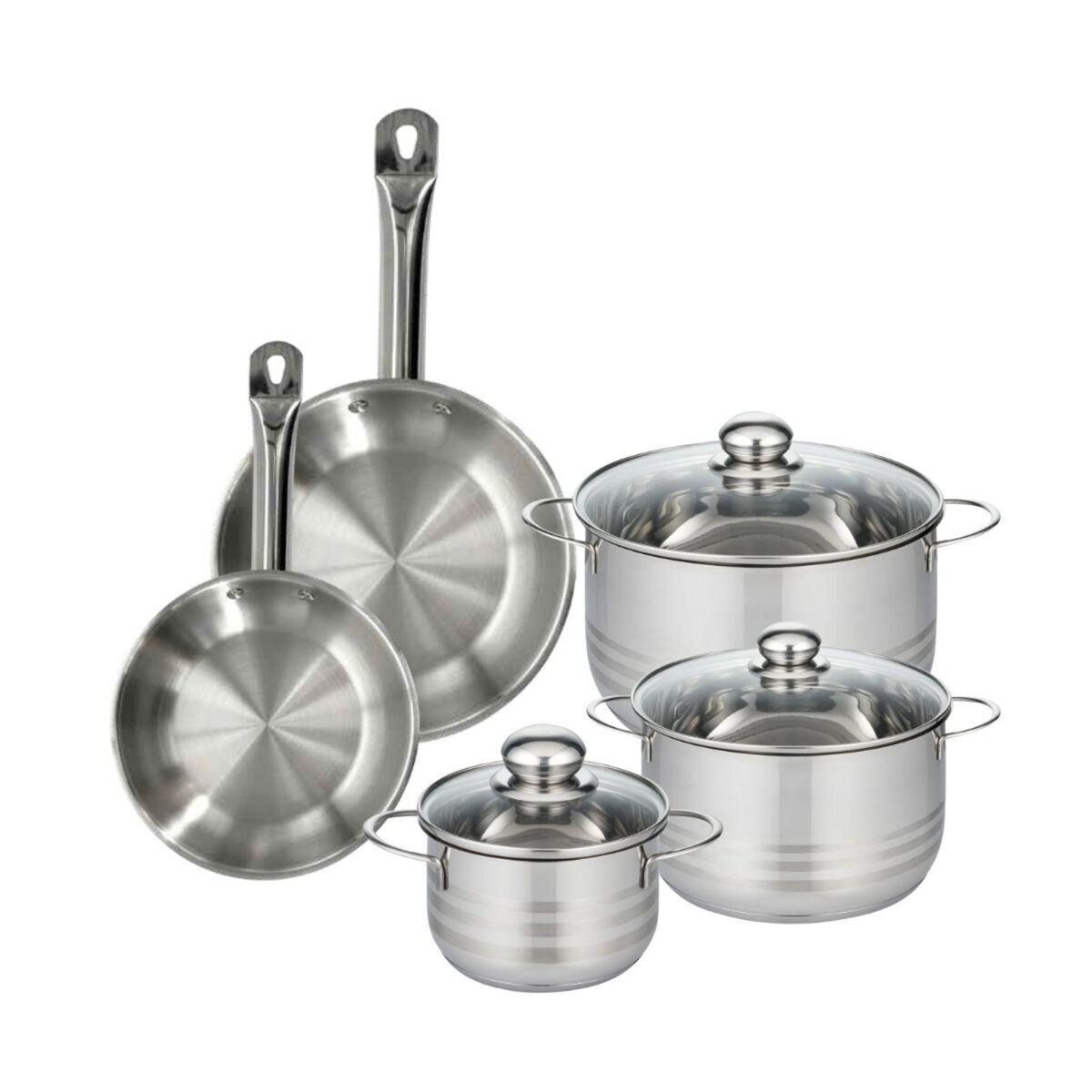 Fackelmann Set 2 poêles 20 24 cm en inox, 3 faitouts inox 16, 20 et 24 cm Fackelmann Eterna