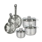 Fackelmann Set 2 poêles 20 24 cm en inox, 3 faitouts inox 16, 20 et 24 cm Fackelmann Eterna