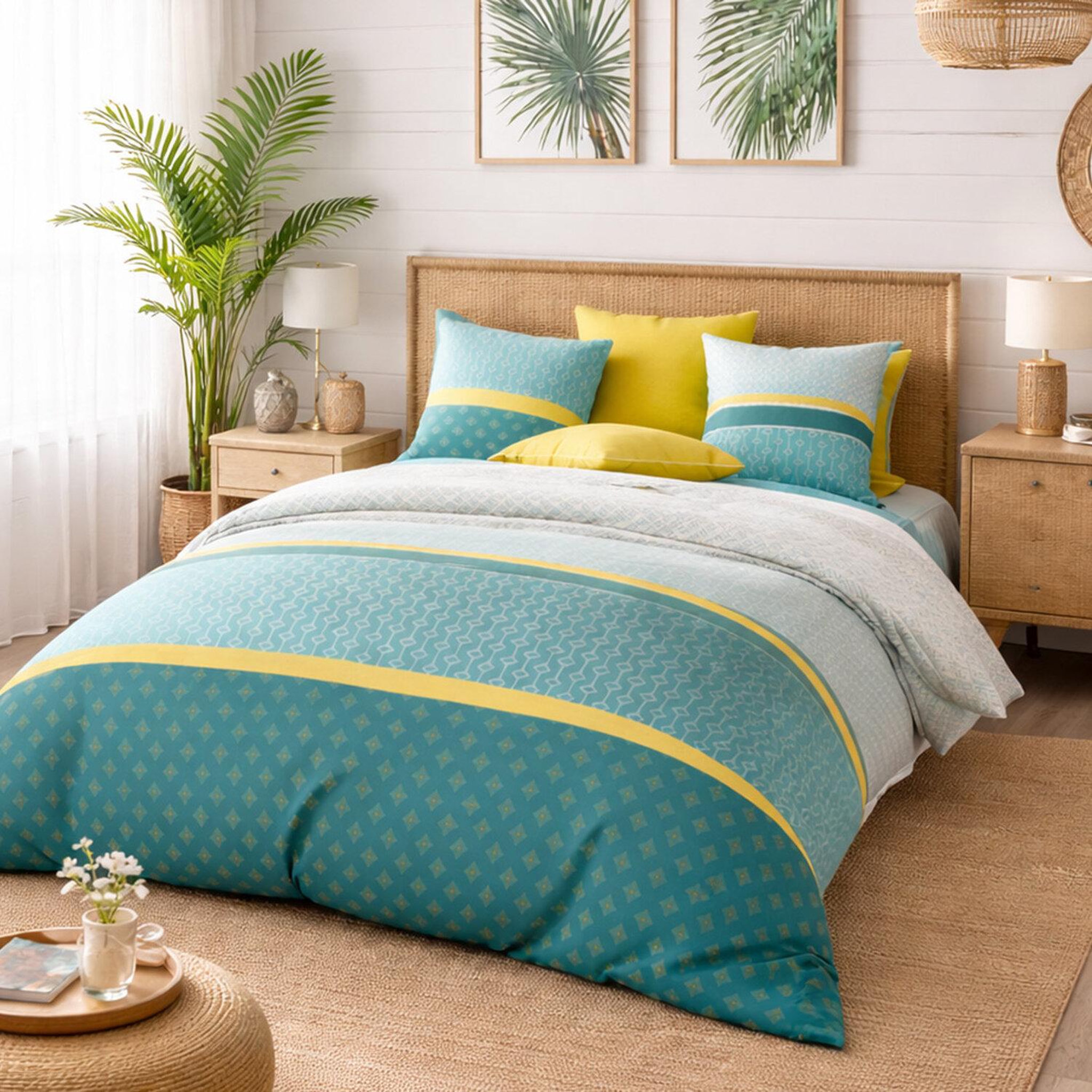 Voir la diapositive 2 : ATELIER DU COTON Parure housse de couette 100% coton 57fils malphite